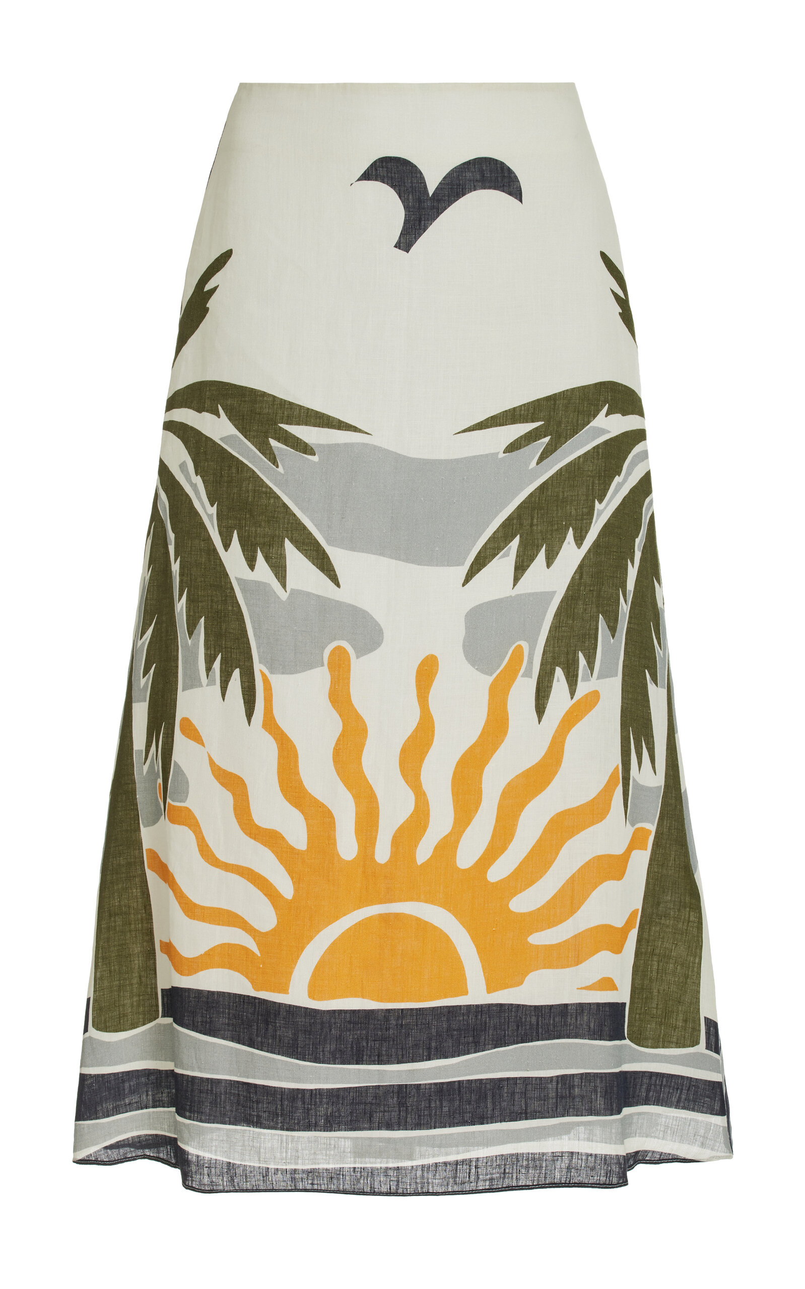 Magda Printed Linen Midi Skirt