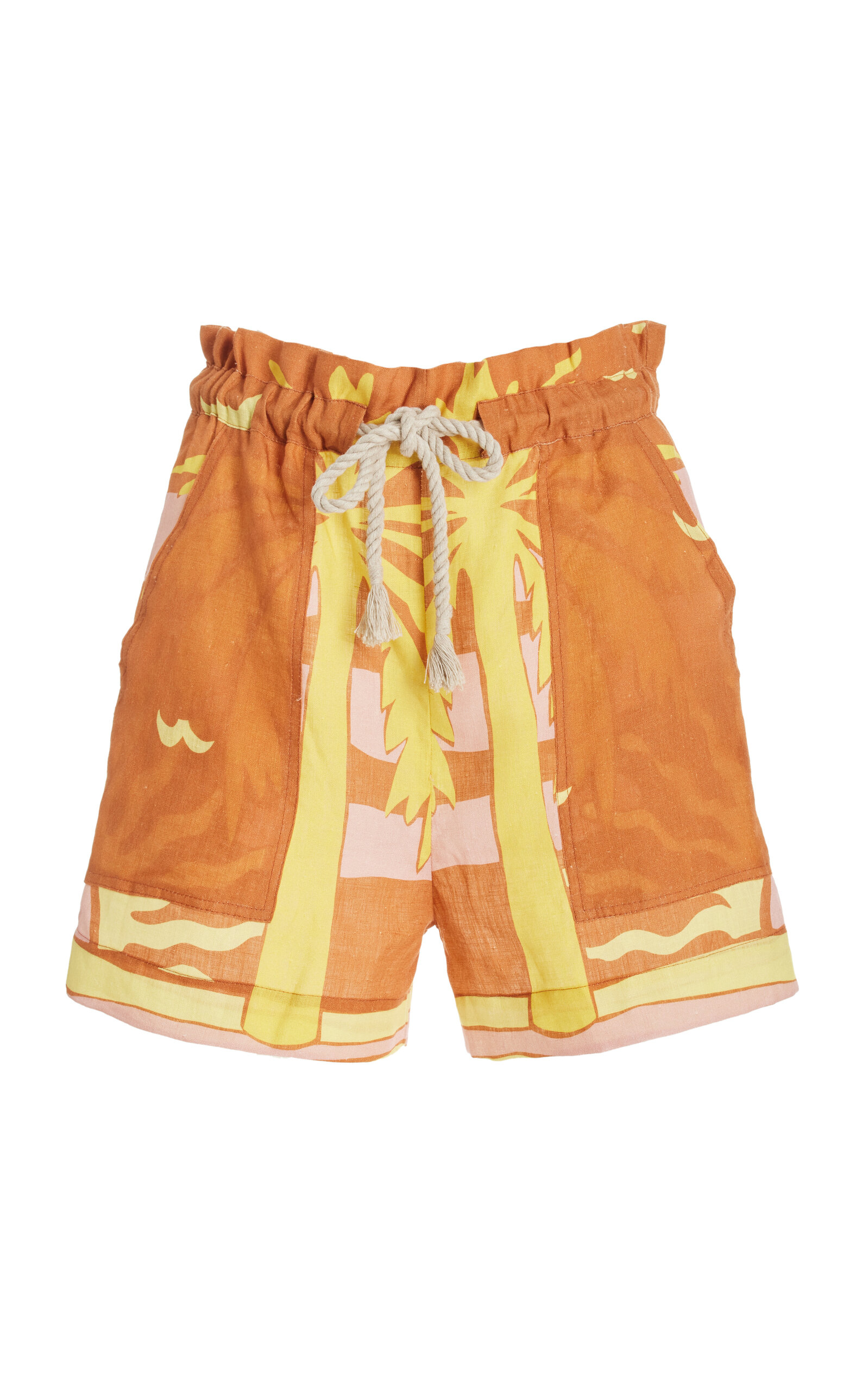 Pia Printed Linen Drawstring Shorts