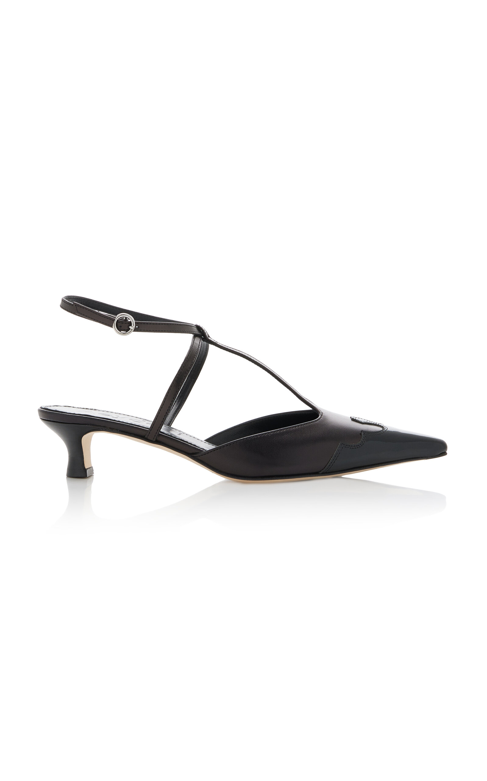 Aeyde Saga 35mm Leather T-bar Pumps In Black