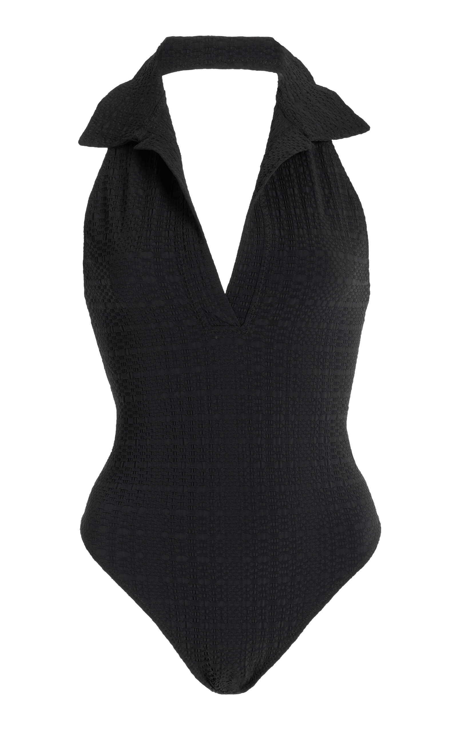 Shop Lisa Marie Fernandez Polo Seersucker One-piece Swimsuit In Black