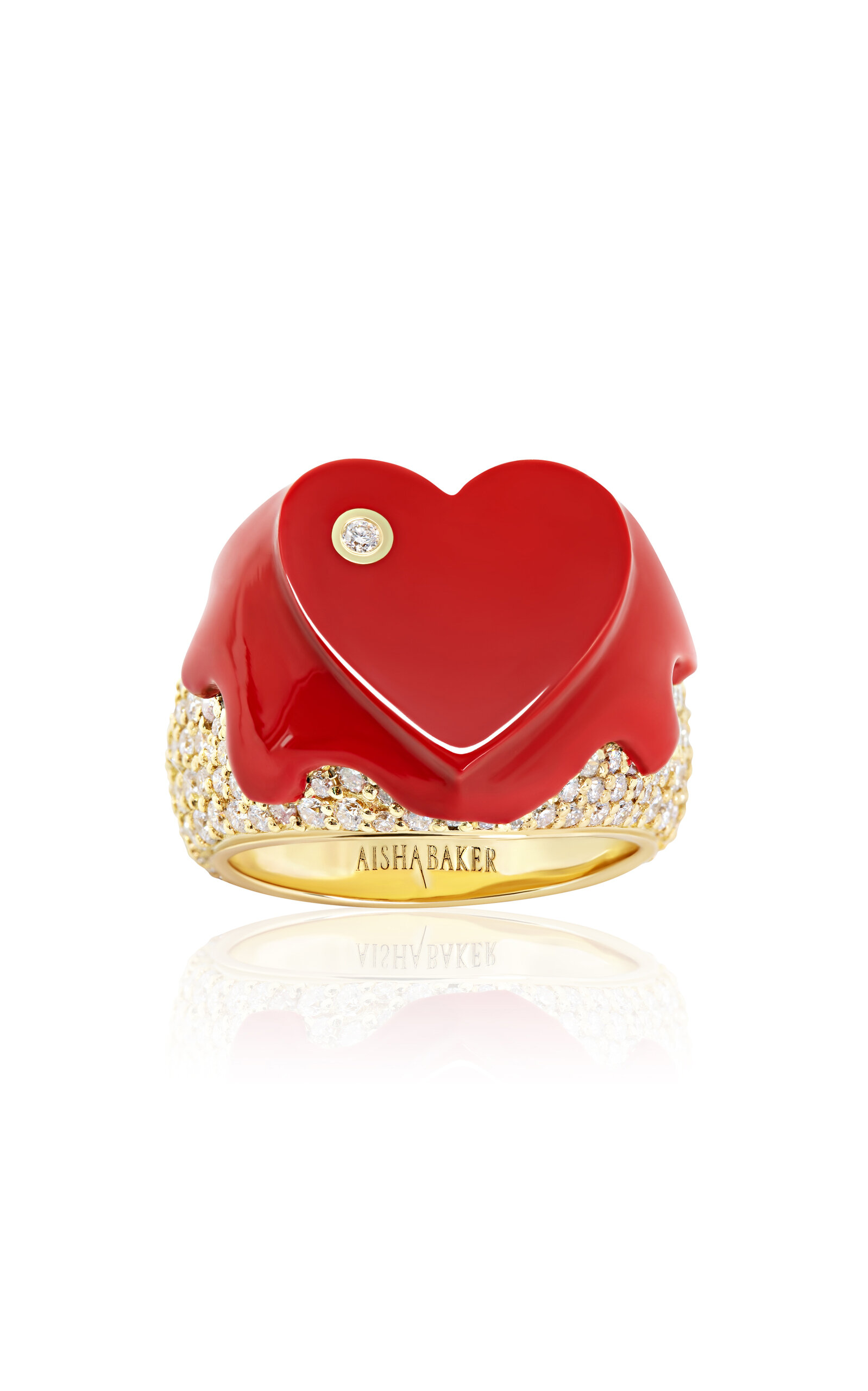 Aisha Baker Sweet Love 18k Gold Diamond Ring In Red