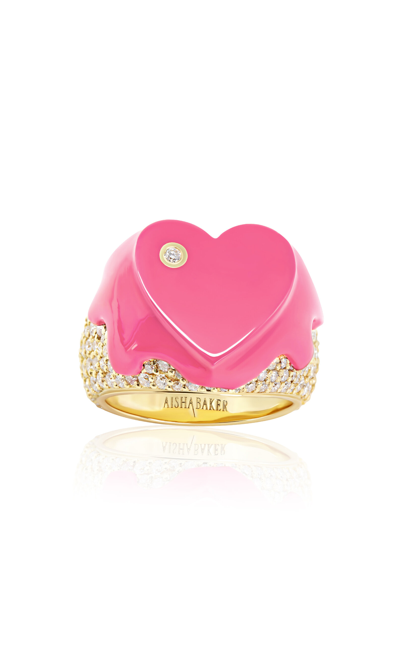 Aisha Baker Sweet Love 18k Gold Diamond Ring In Pink
