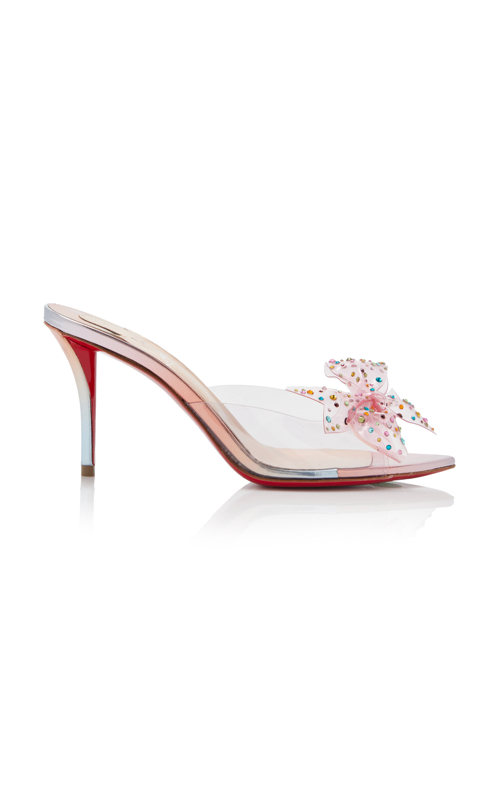 Christian Louboutin Aqua Strass 80mm Crystal-embellished Pvc Mules In Leche