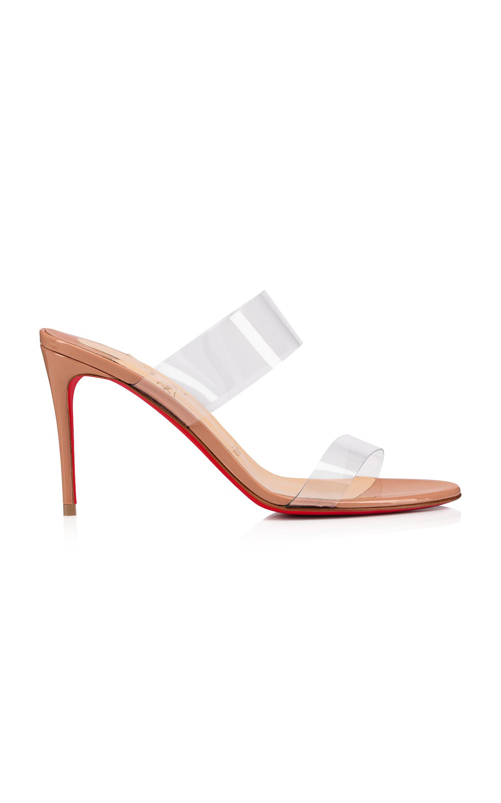 Shop Christian Louboutin Just Nothing 85mm Patent Pvc Sandals In Neutral