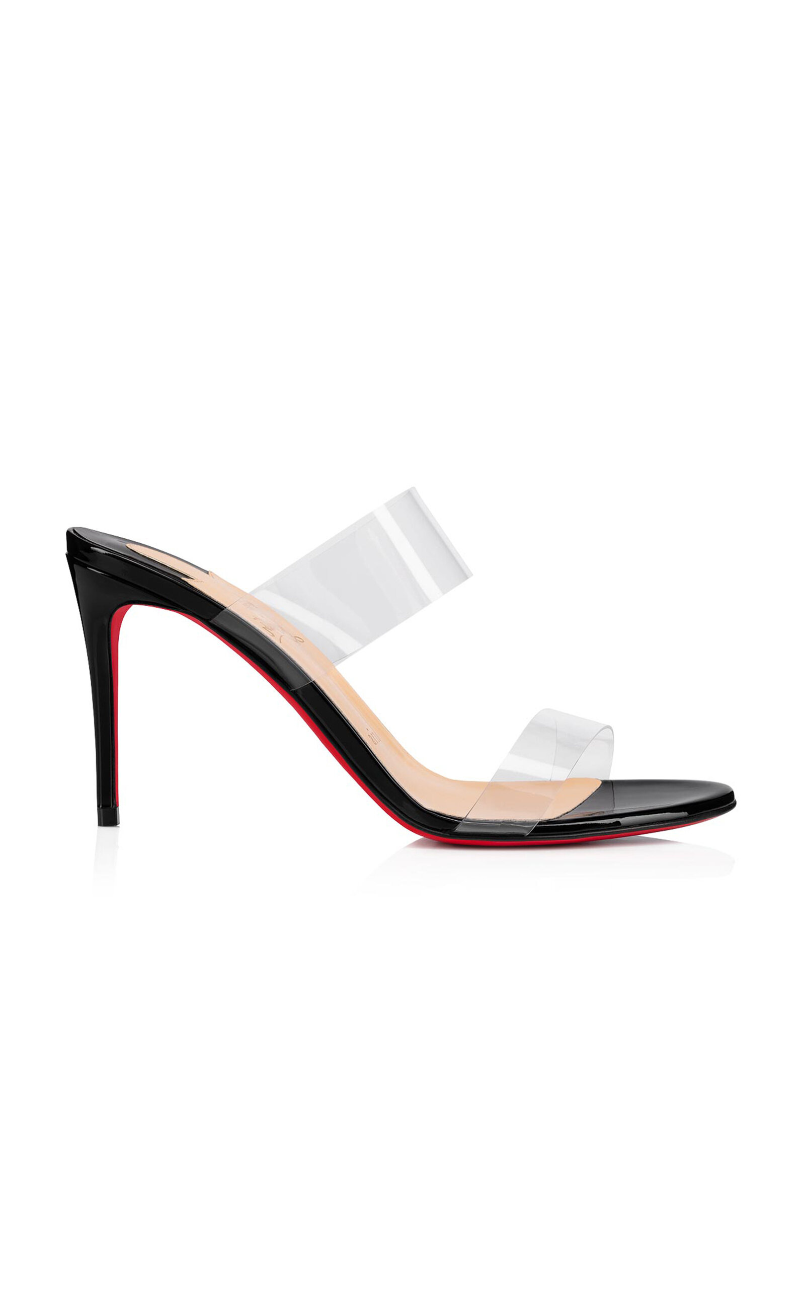 Shop Christian Louboutin Just Nothing 85mm Patent Pvc Sandals In Black