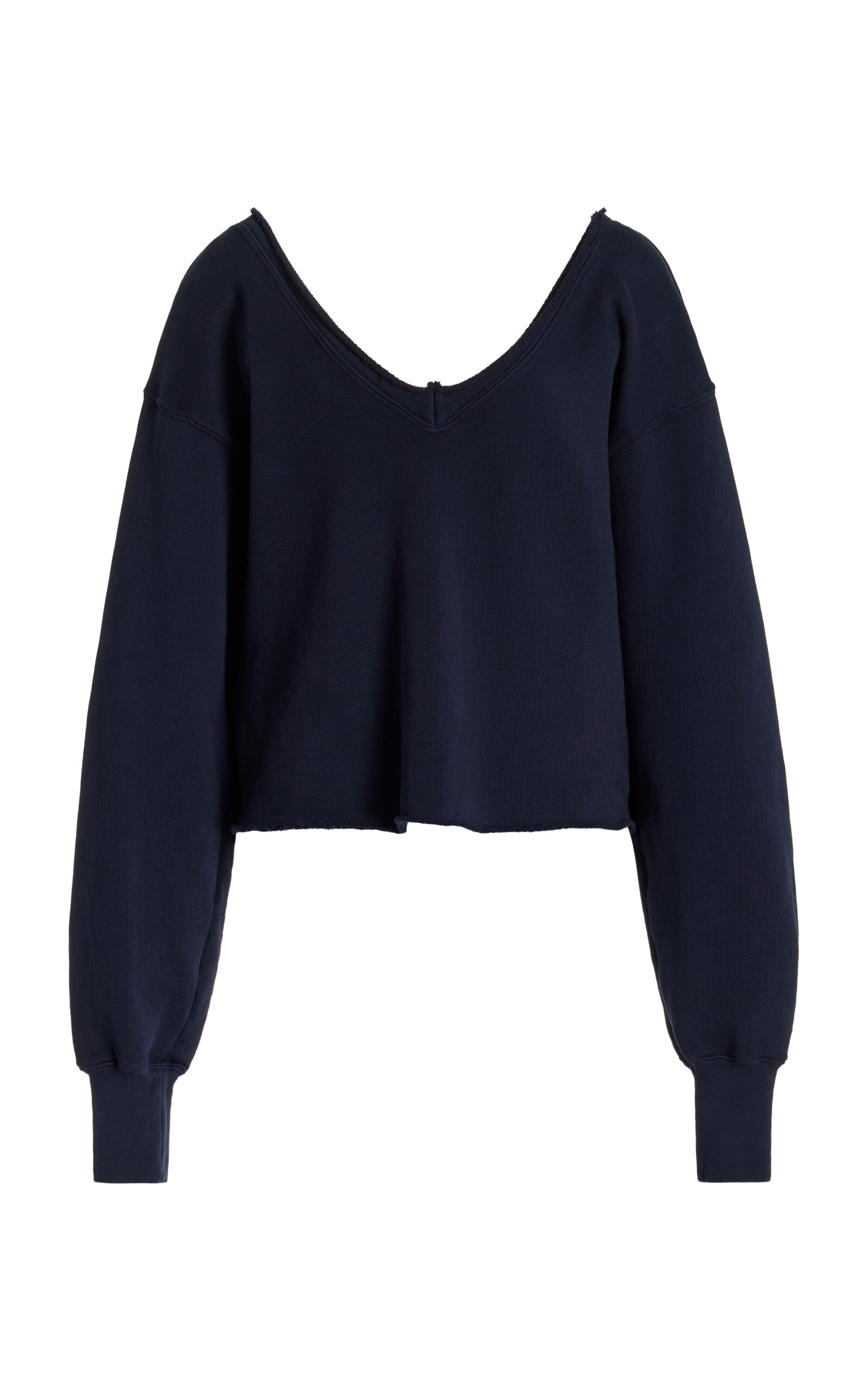 Les Tien Veronica Off-the-shoulder Cotton Sweatshirt In Navy