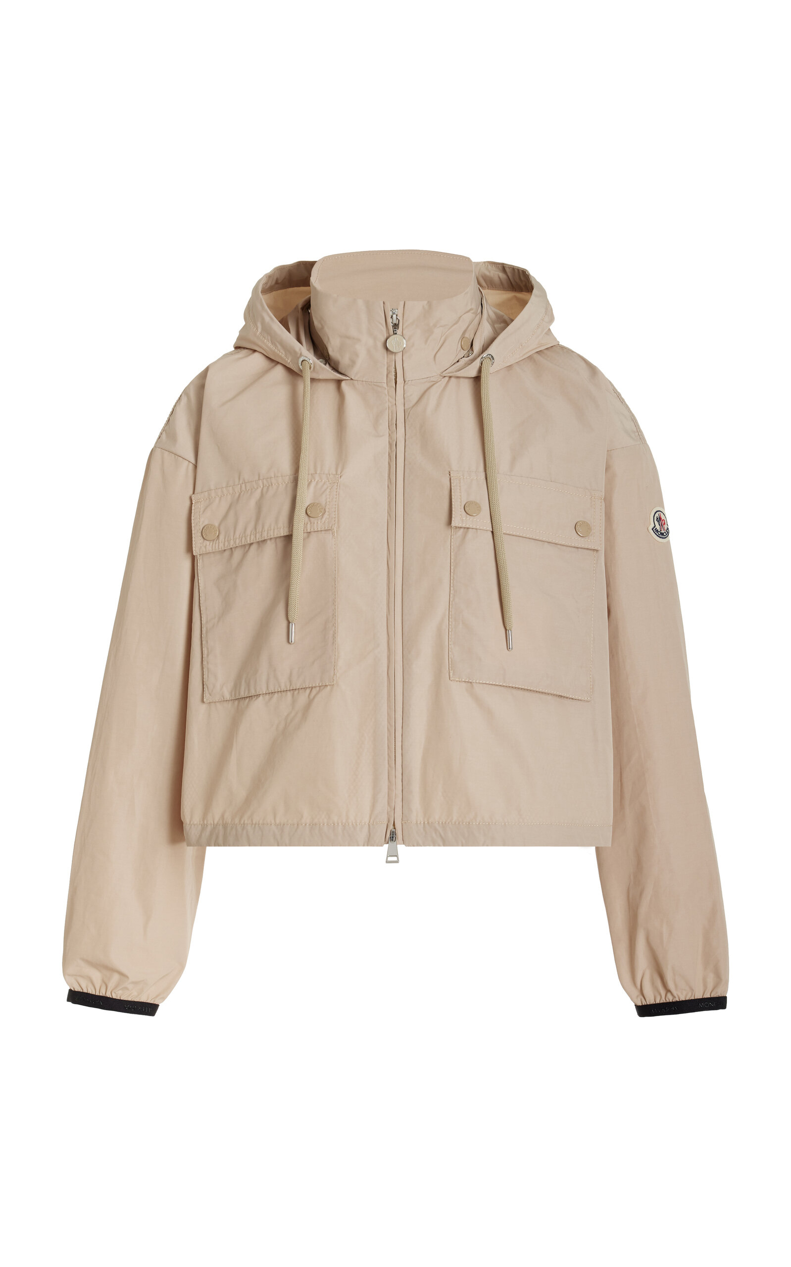 Shop Moncler Leda Cropped Tech-poplin Parka Jacket In Neutral