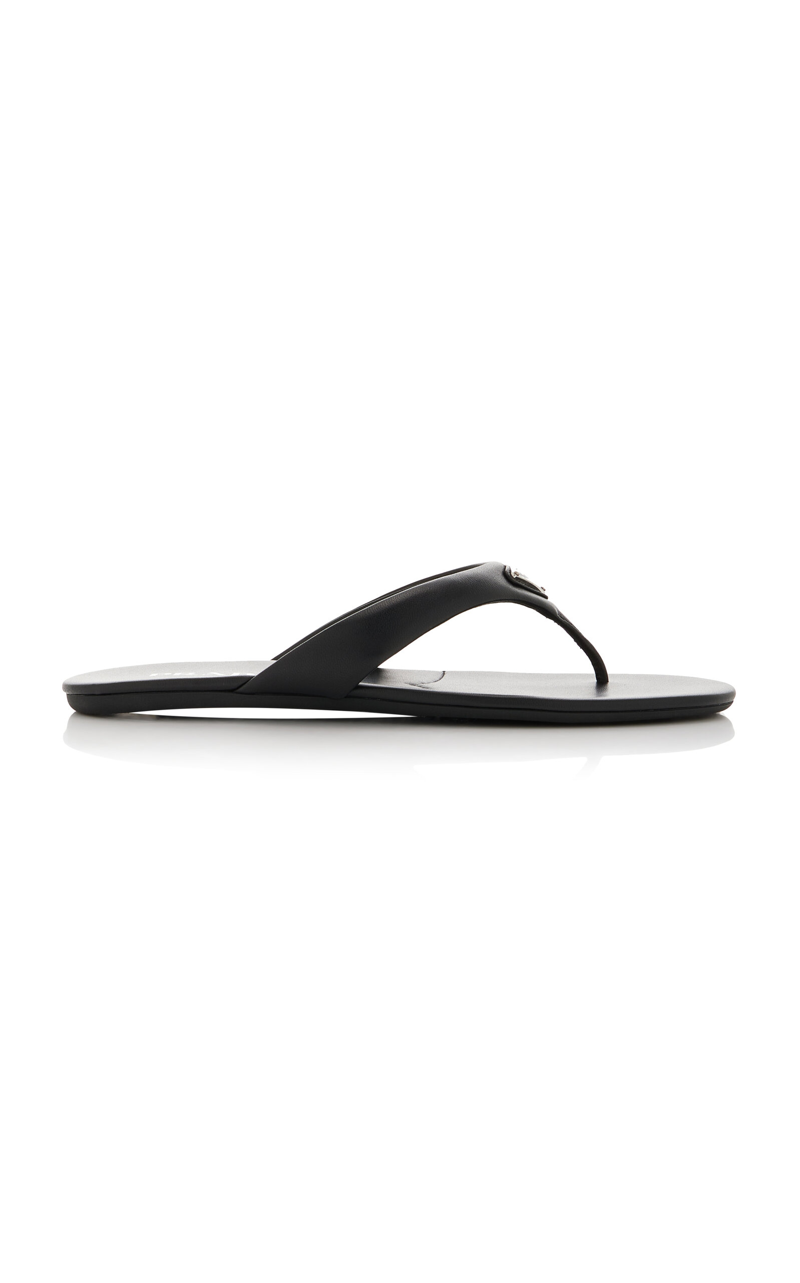 Prada - Leather Flip-Flop Sandals - Black - IT 36 - Moda Operandi