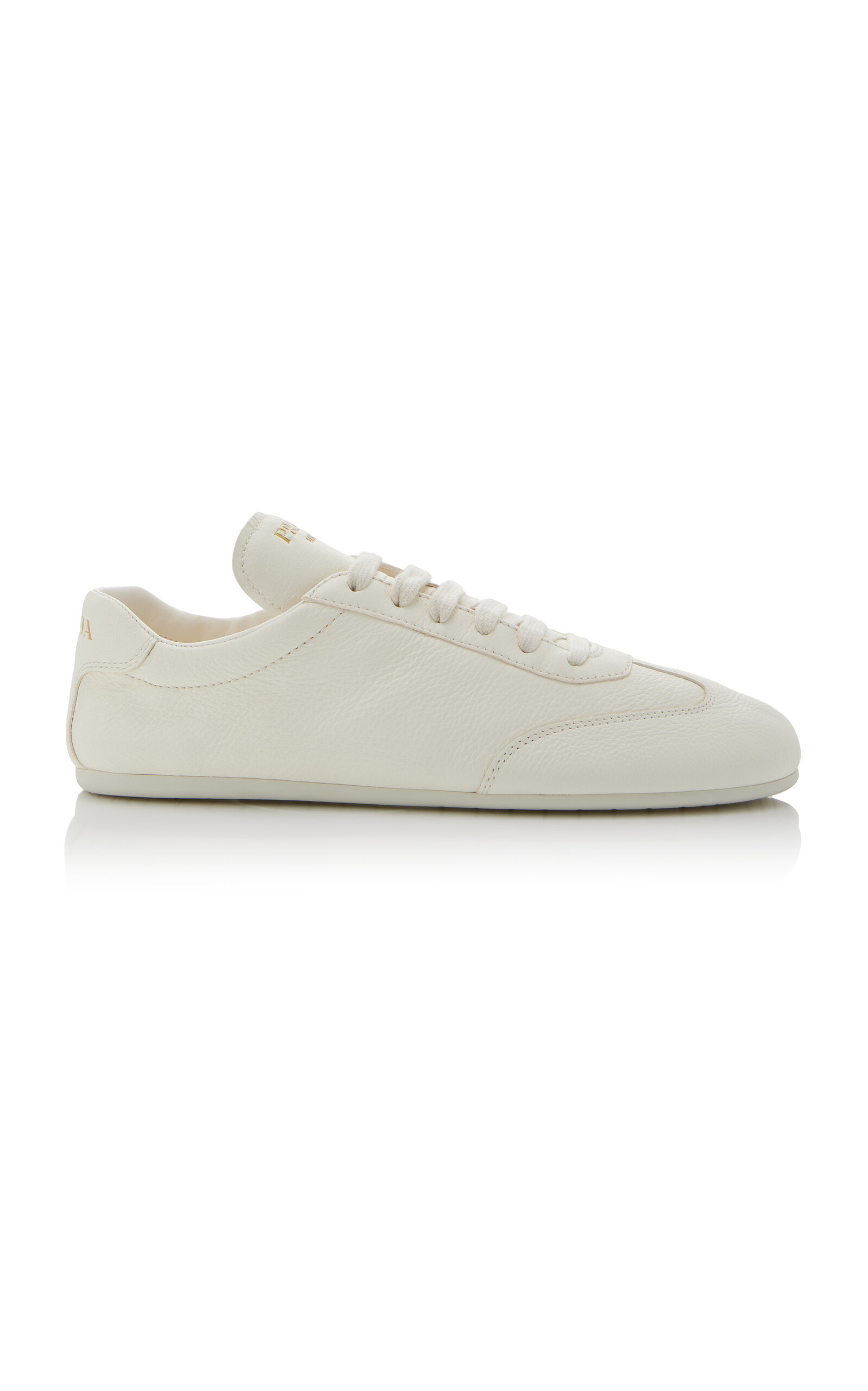 Prada Logo-print Leather Sneakers In White