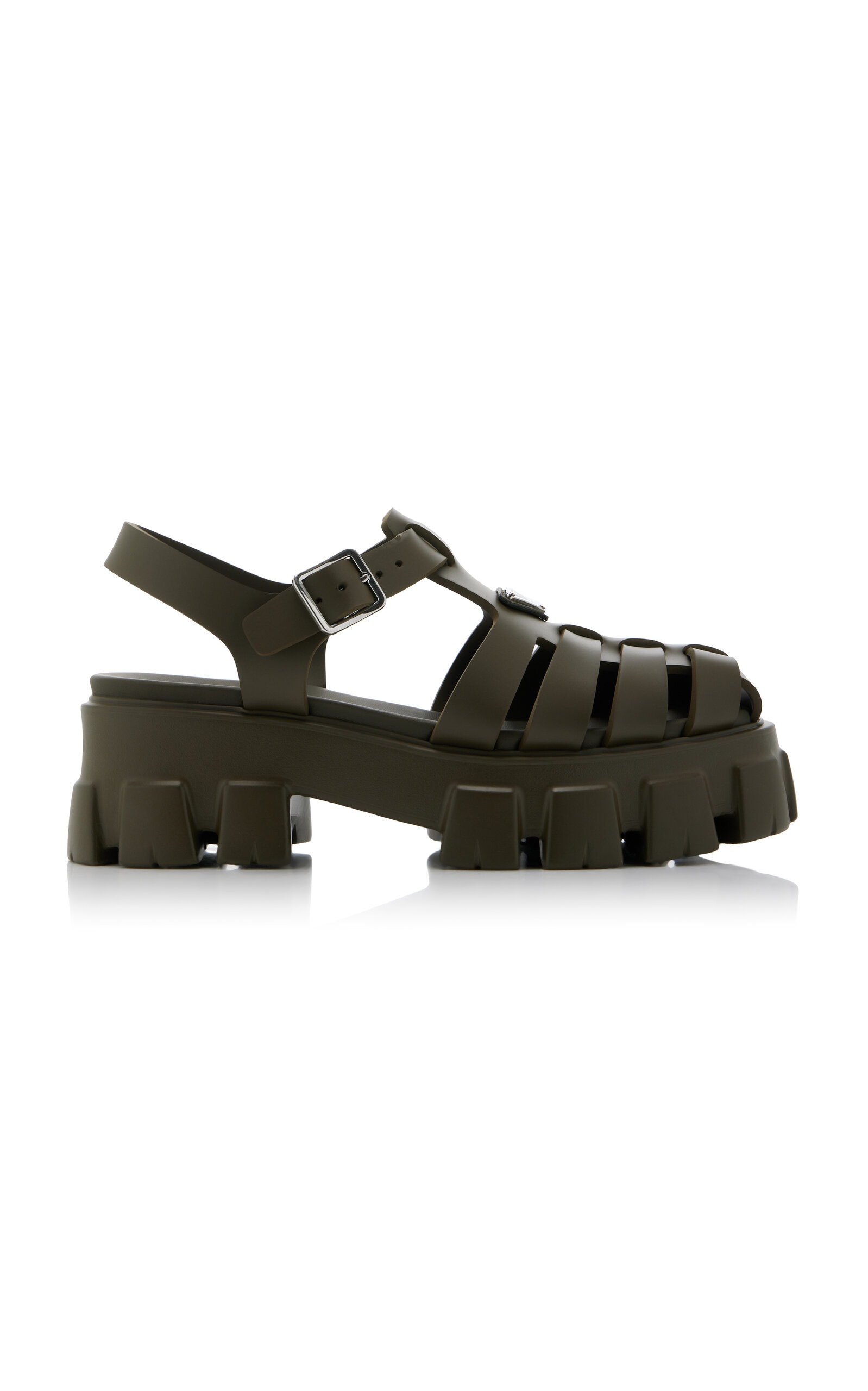 Prada Monolith Rubber Fisherman Sandals In Green