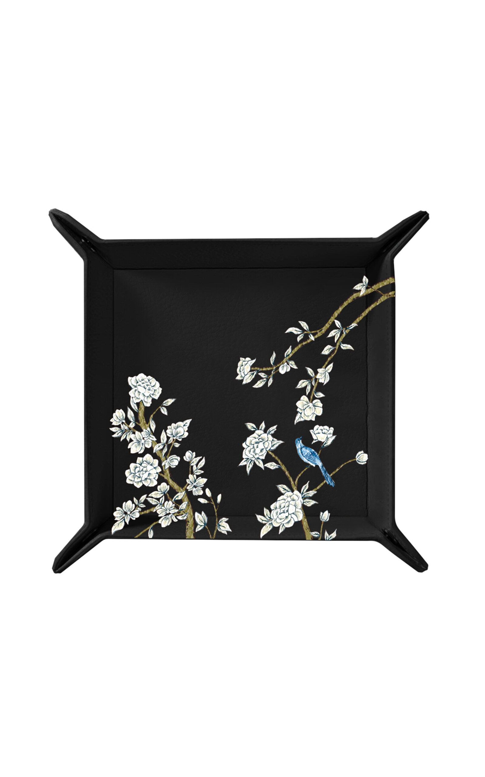 Alepel Japanese Garden Leather Tray In Black