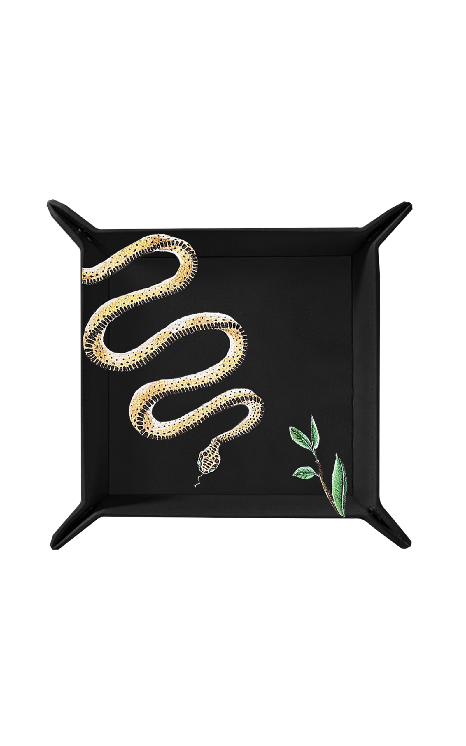 Shop Alepel Serpent Leather Tray In Black