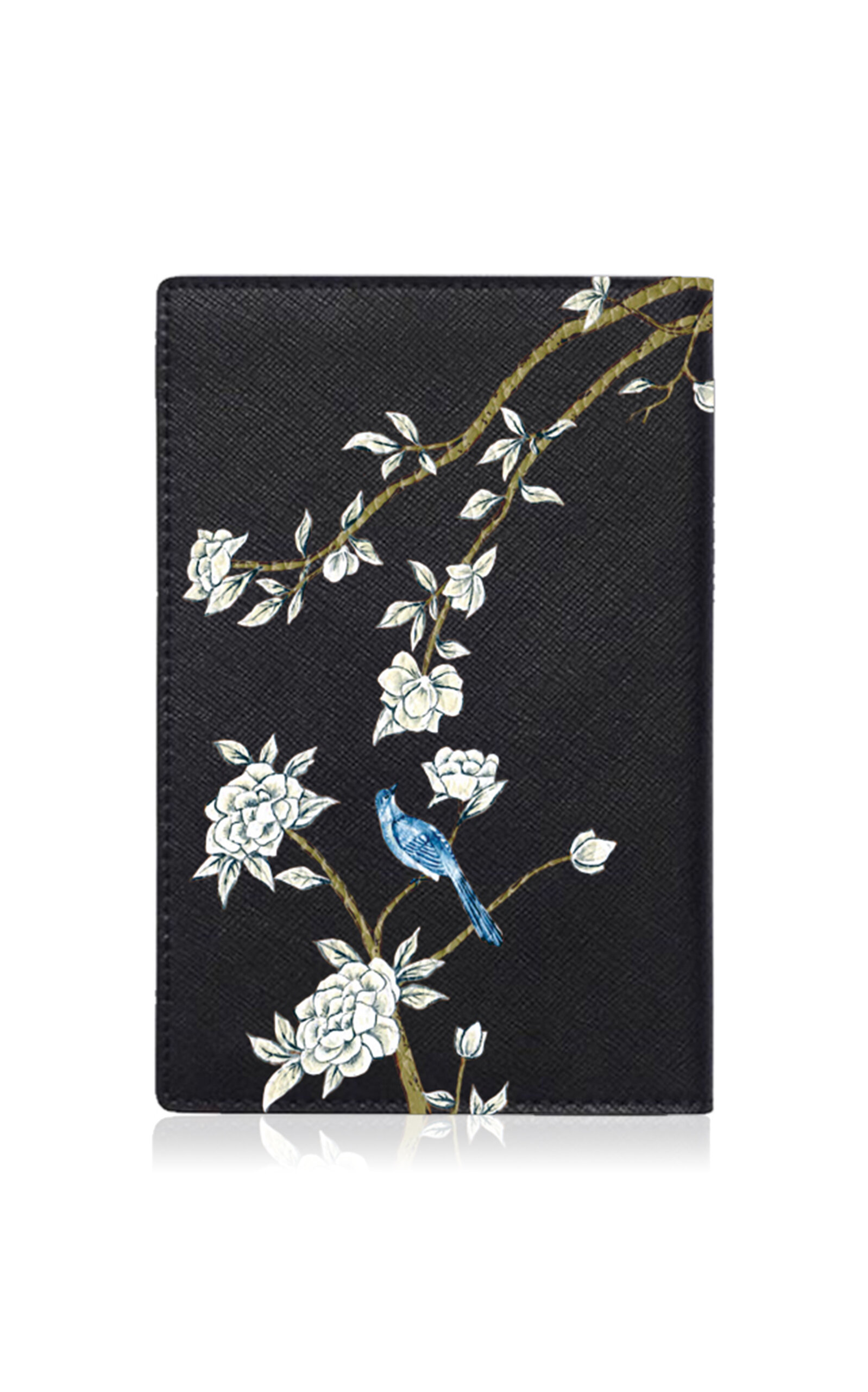 Alepel Japanese Garden Leather Passport Holder In Black