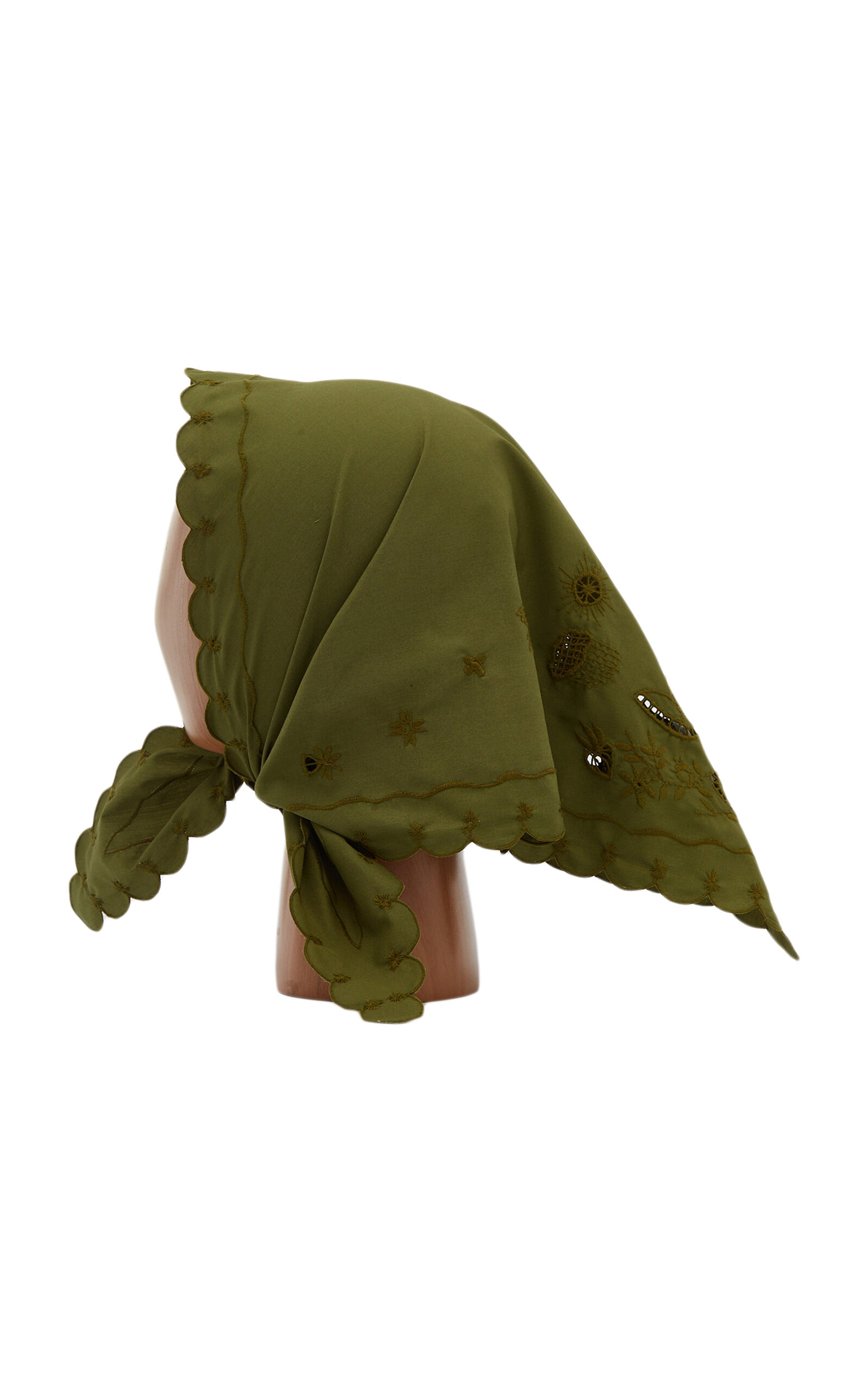 Gunia Embroidered Cotton Headscarf In Green