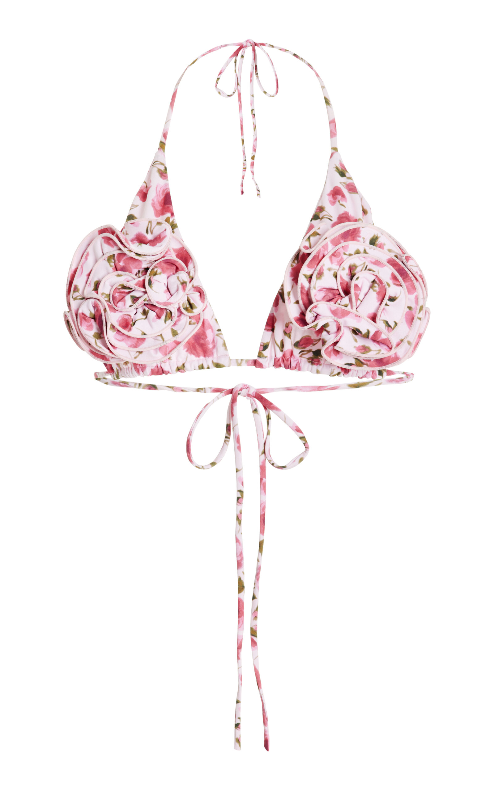Shop Magda Butrym Floral-appliquéd Bikini Top In Print