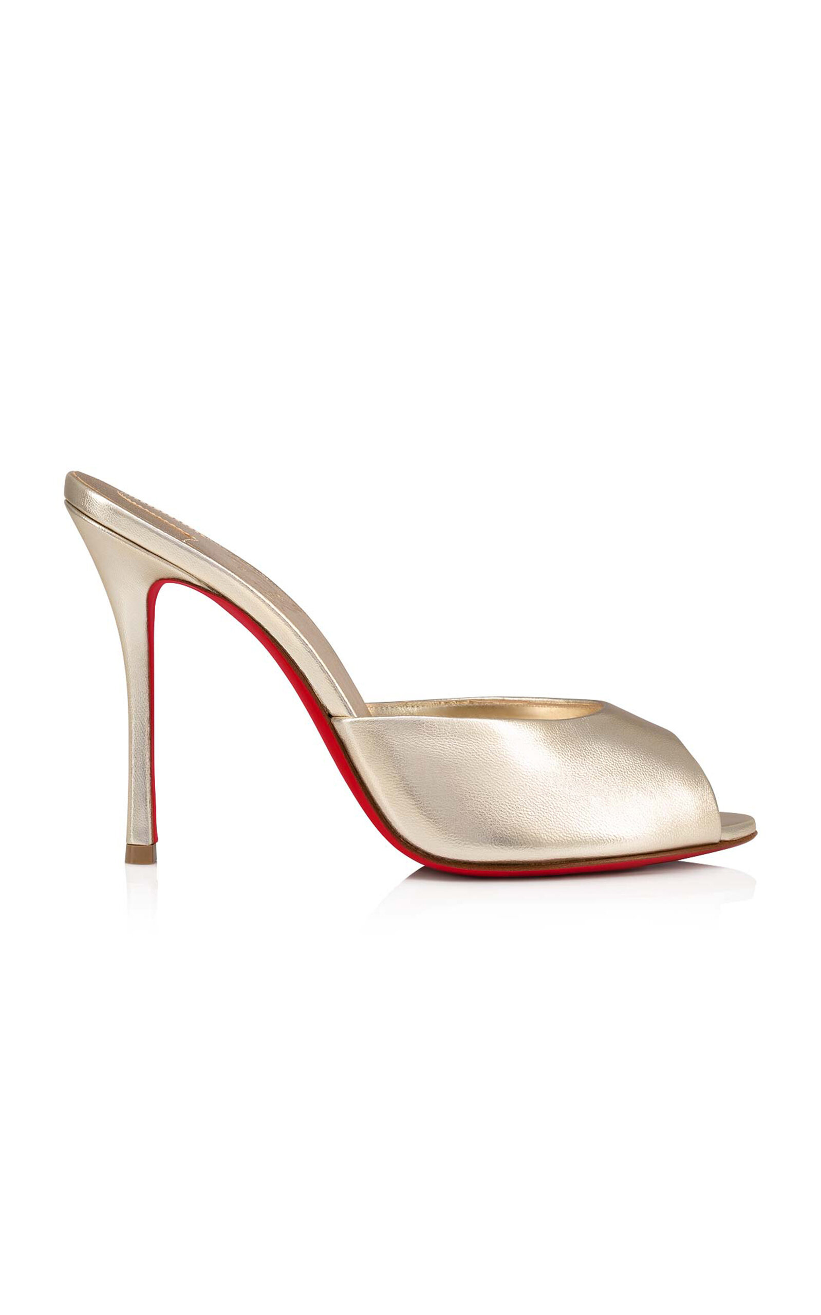 Shop Christian Louboutin Me Dolly 100mm Metallic Leather Mules In Gold