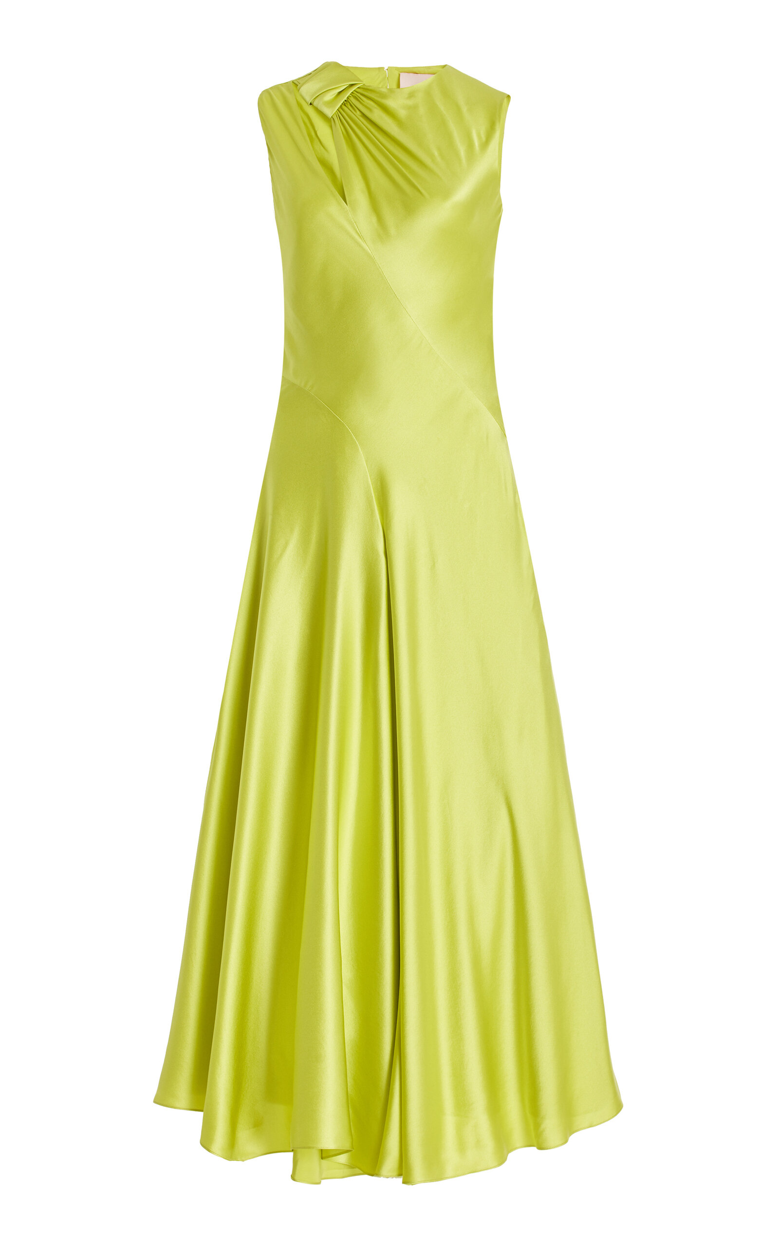 Shop Roksanda Alma Silk-satin Midi Dress In Yellow