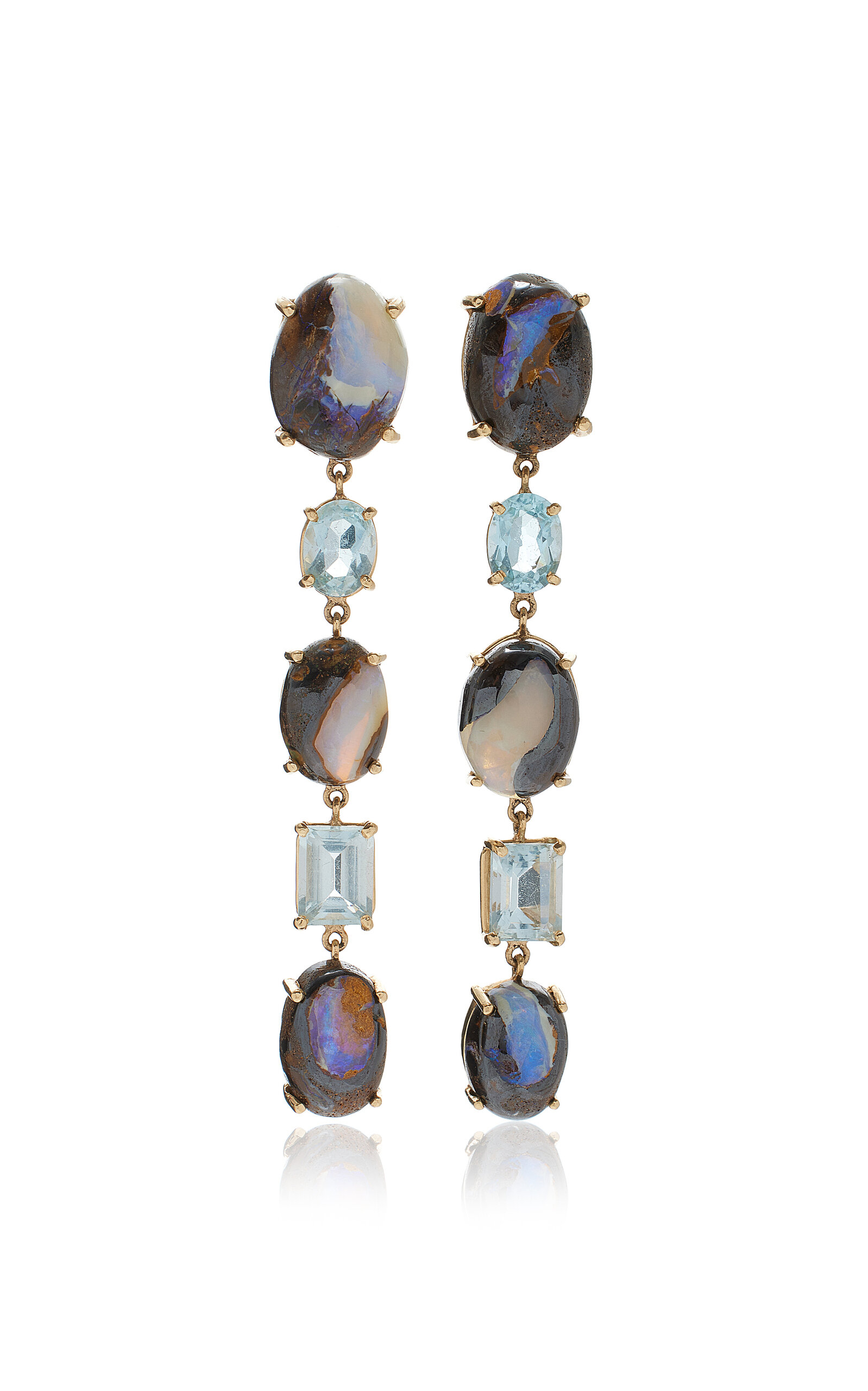 Jia Jia 14k Yellow Gold Opal And Aquamarine Earrings In Blue