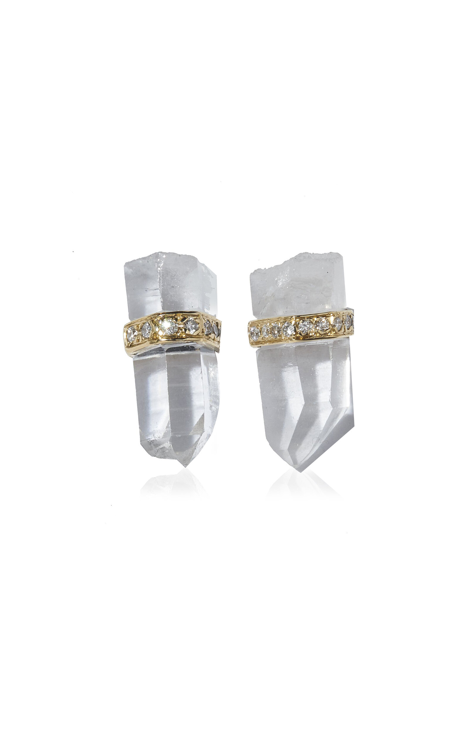 Jia Jia Crystalline Crystal Quartz Diamond Bar Single Earring In Gold