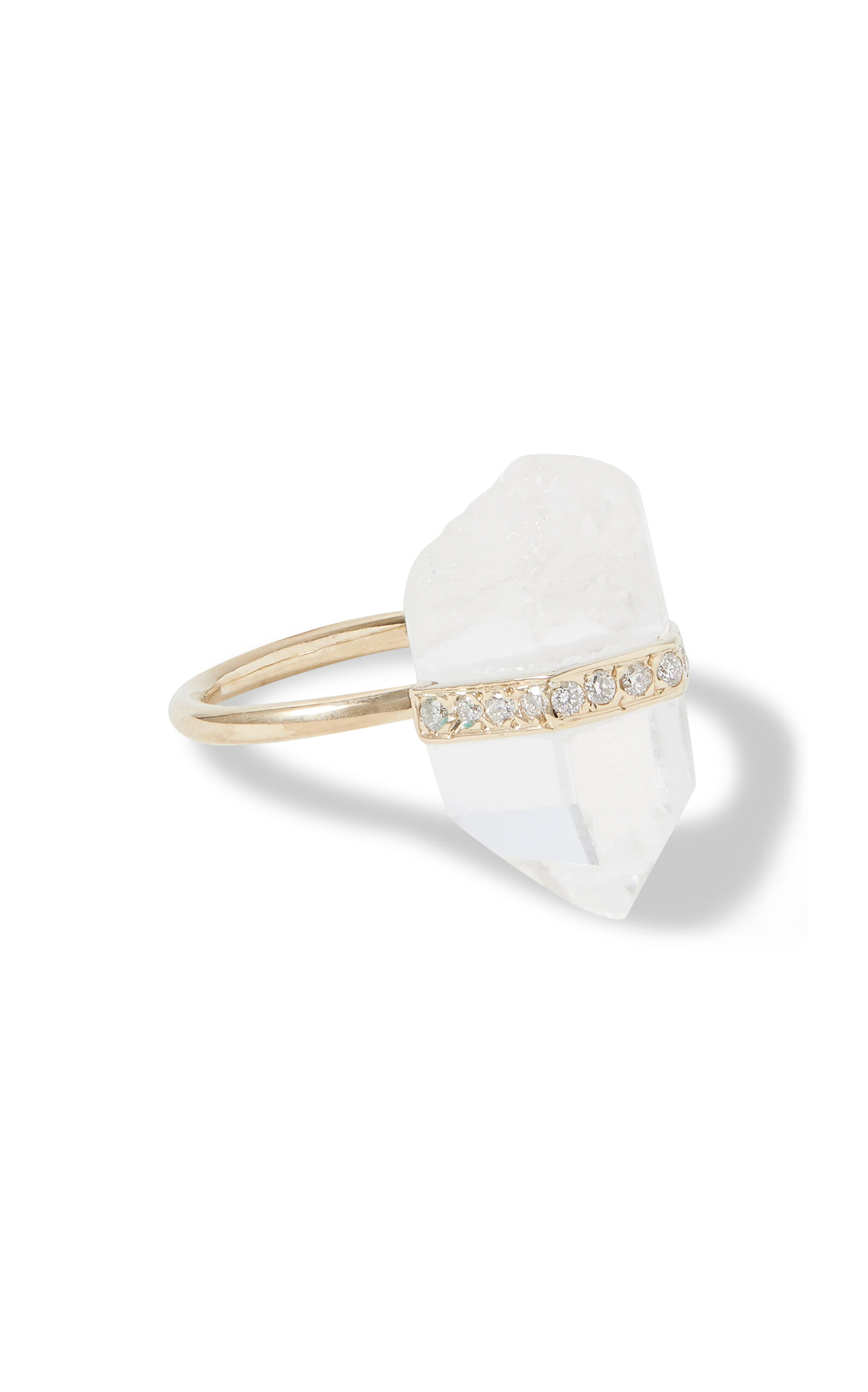 Jia Jia Crystalline Crystal Quartz Diamond Bar Ring In Gold