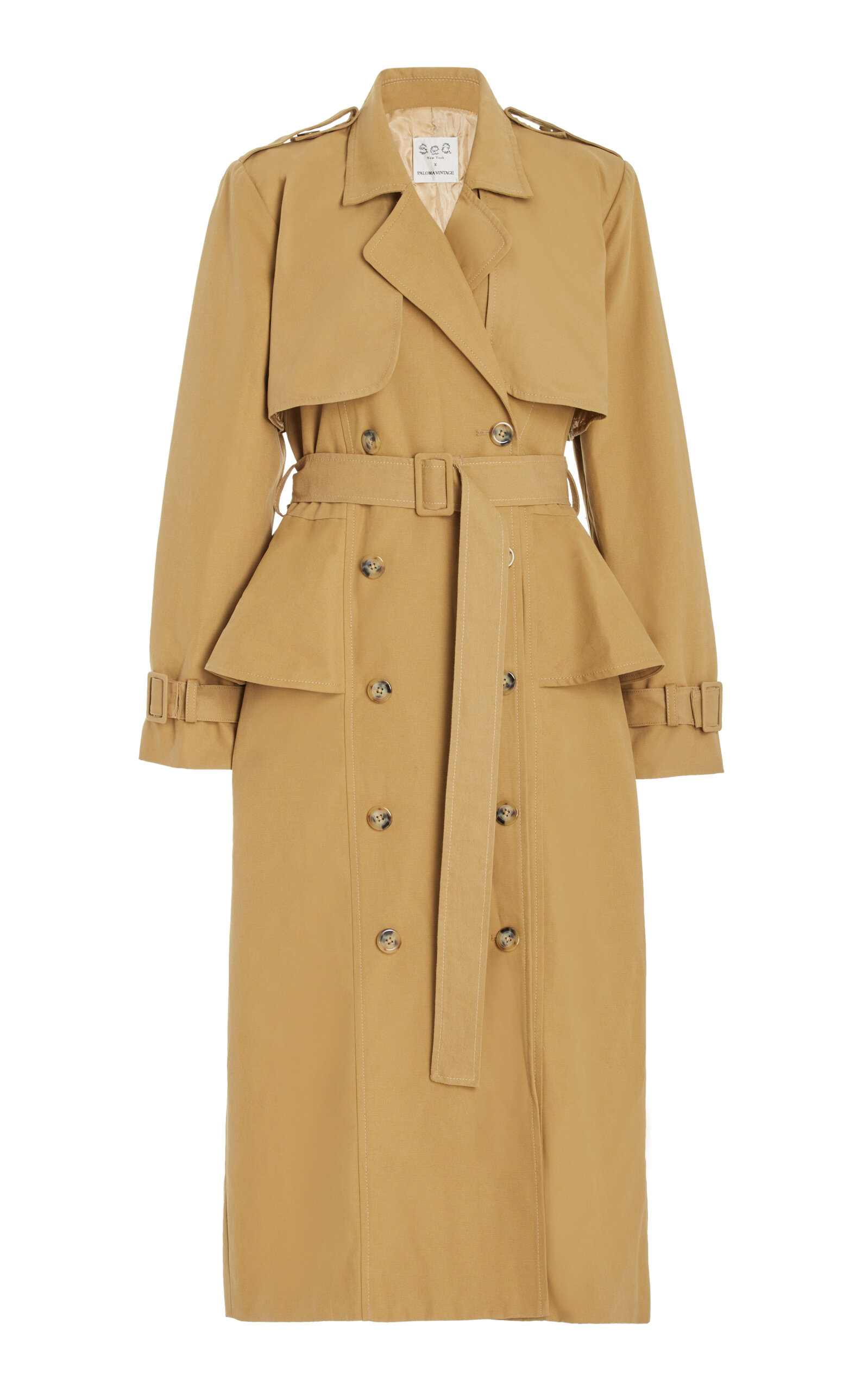 SEA X PALOMA VINTAGE PALOMA RUFFLE-DETAILED COTTON TRENCH COAT