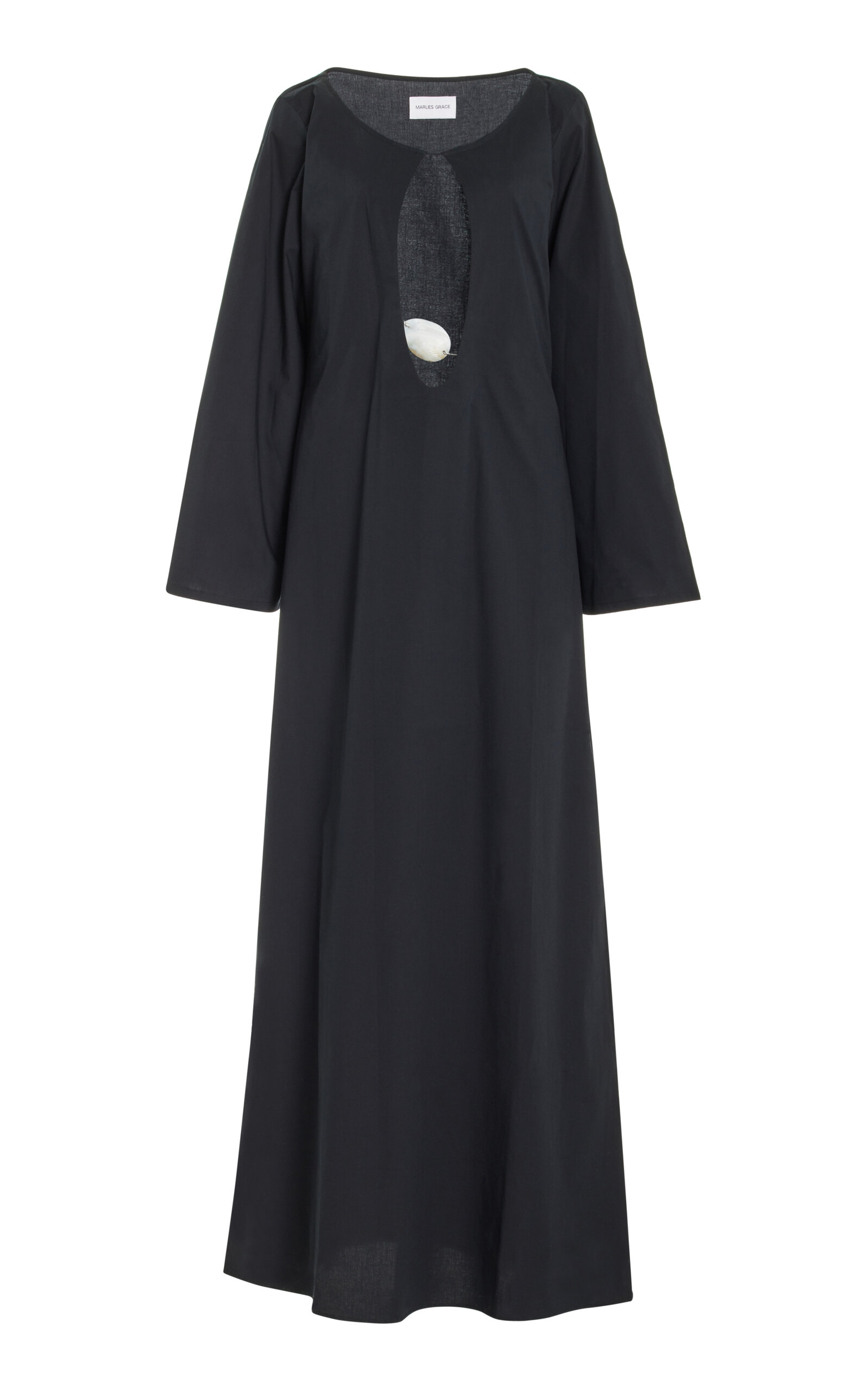 Marlies Grace Ocean Cutout Cotton-blend Maxi Dress In Black
