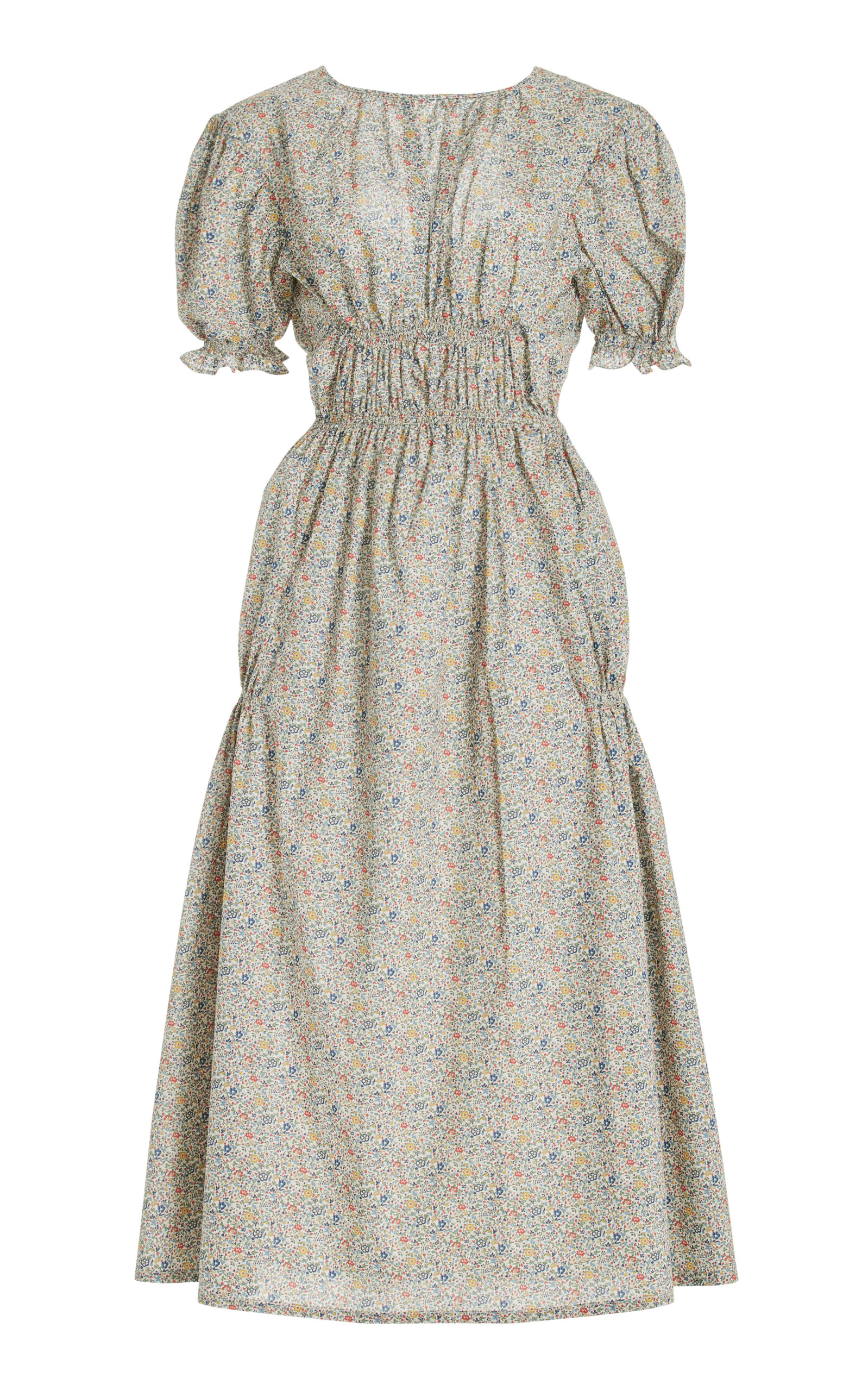 Salter House Smocked Cotton Dress In Multi