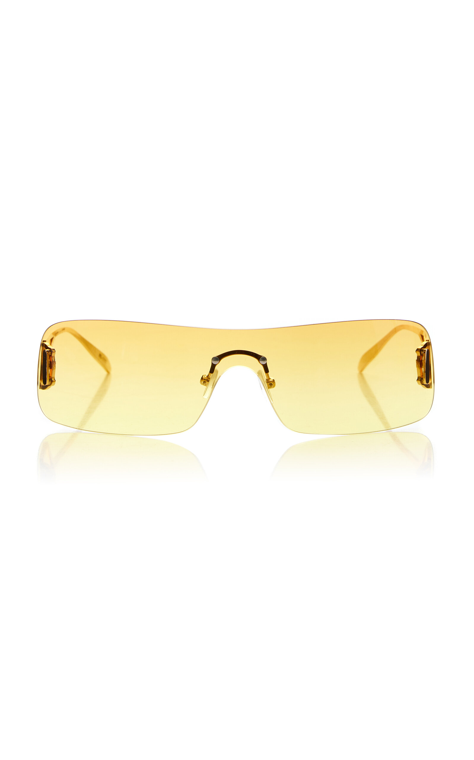 Shop Banbe Exclusive The Romee Wrap-frame Metal Sunglasses In Yellow