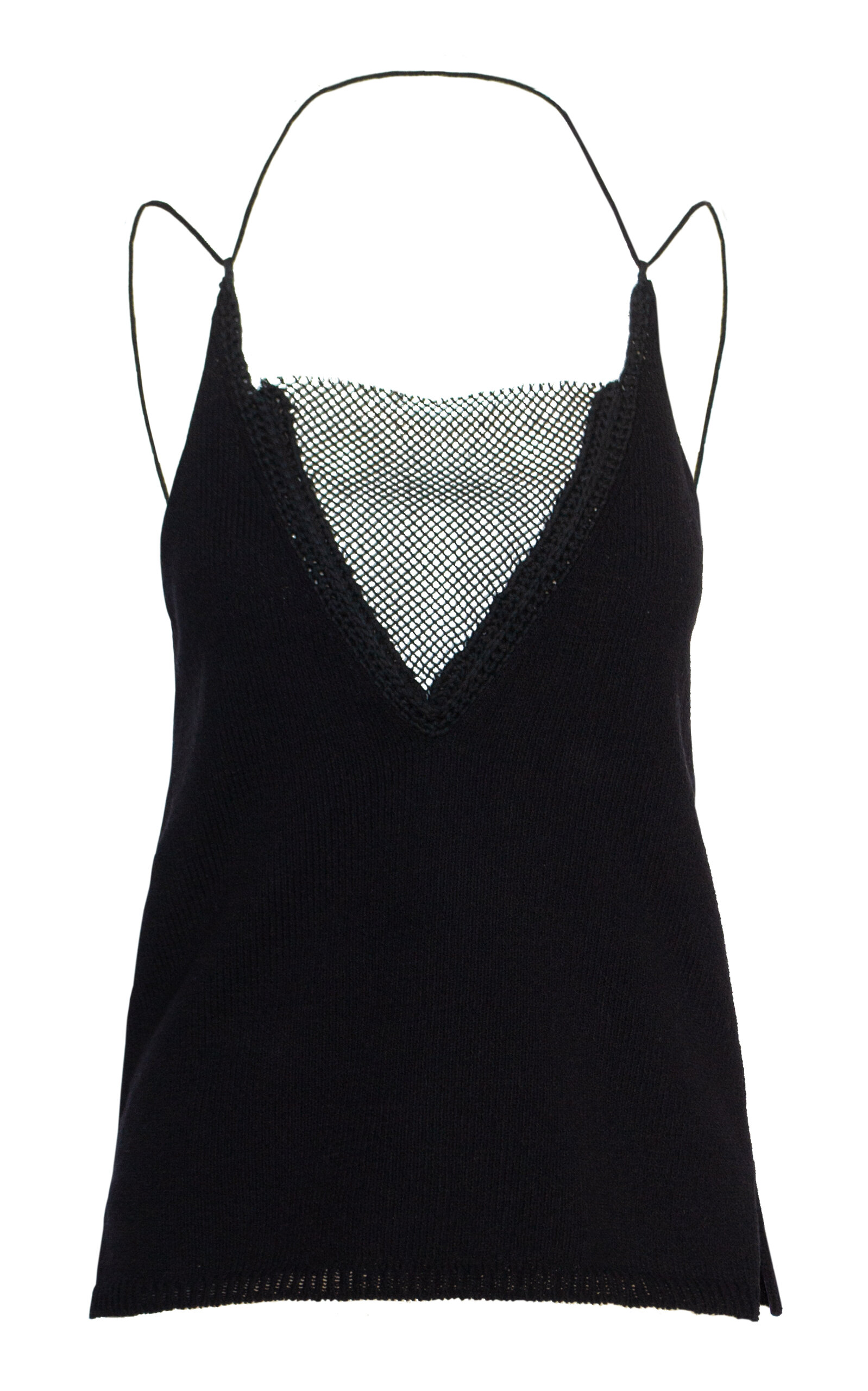 Aisling Camps Mesh Paneled Cotton-blend Tank Top In Black