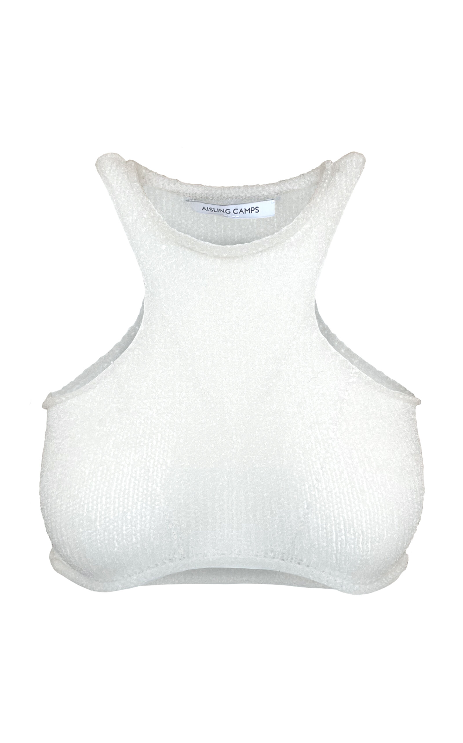 Aisling Camps Cloud Cropped Knit Nylon Bra Top In White