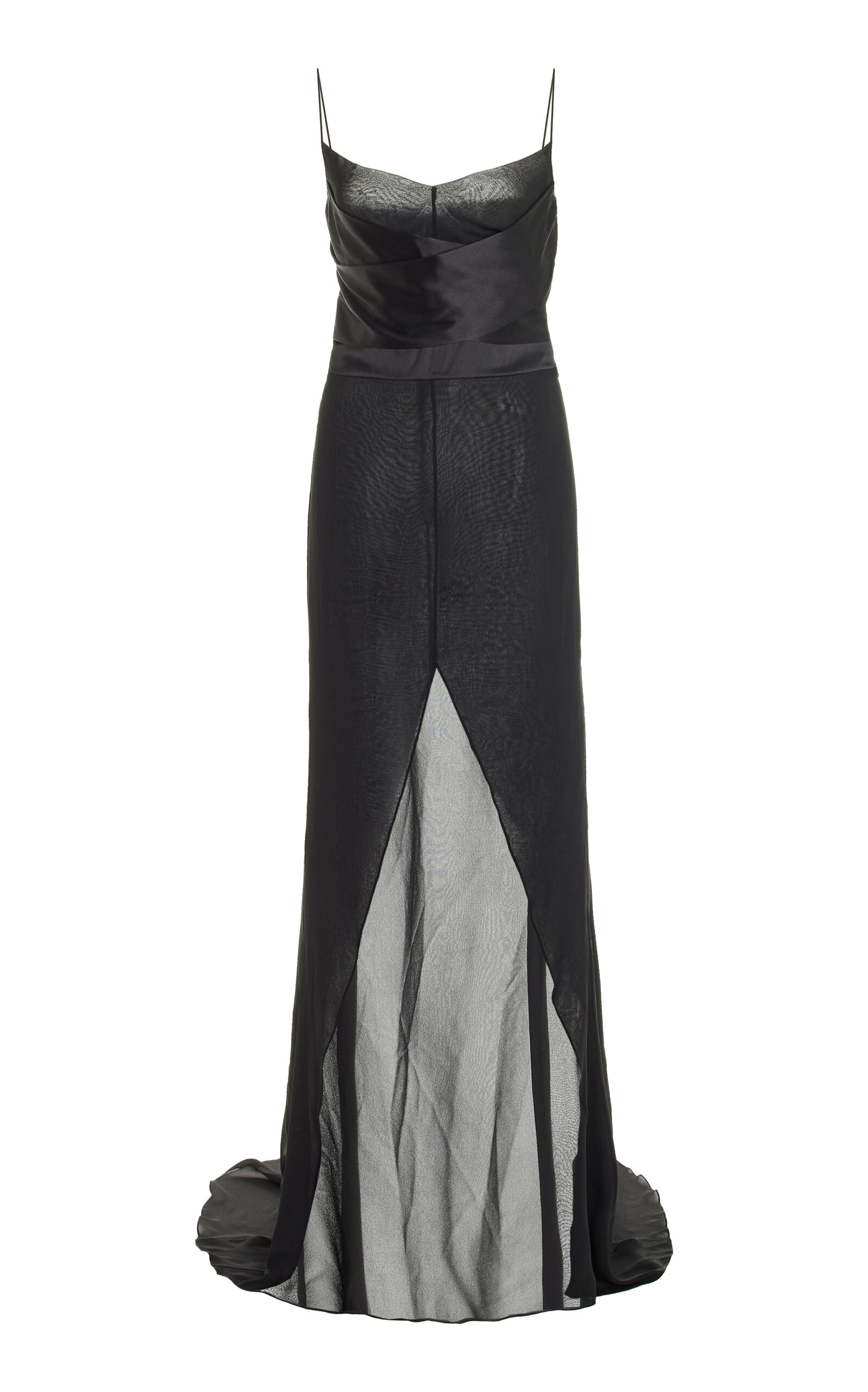 Siren Cummerbund-Detailed Silk-Satin Dress