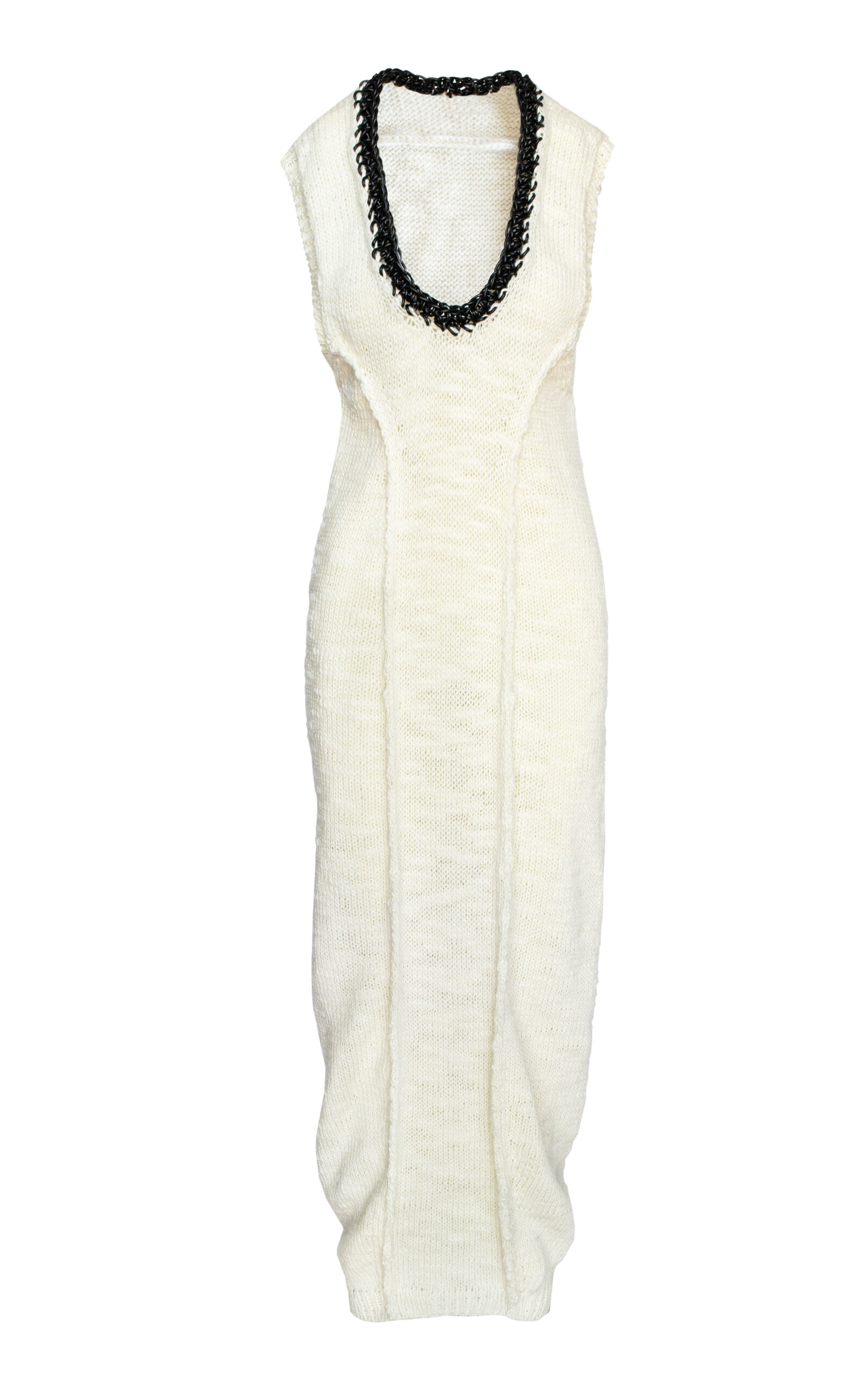 Aisling Camps Leather Crochet Cocoon Dress In Ivory