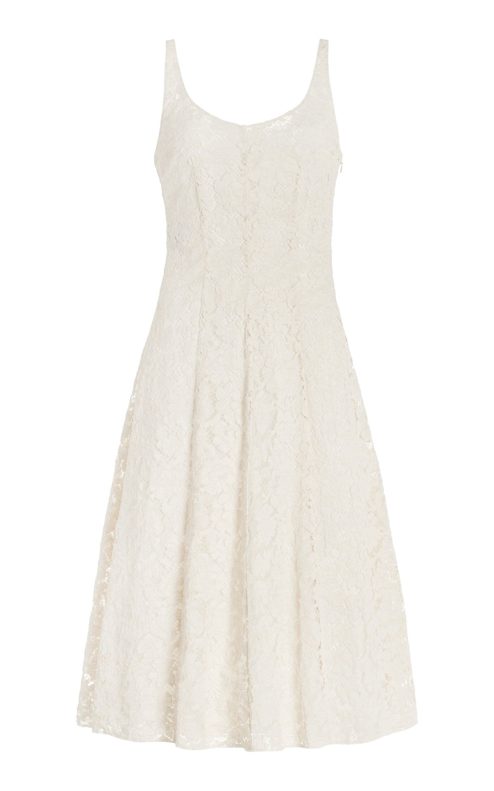 Prada Lace Midi Dress In Ivory