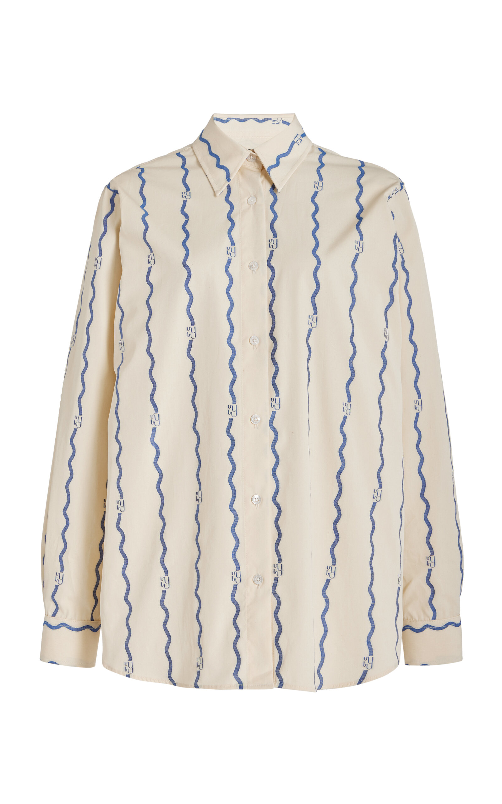 Shop Yaitte Bouy Wave-patterned Cotton Fil Coupé Shirt In White