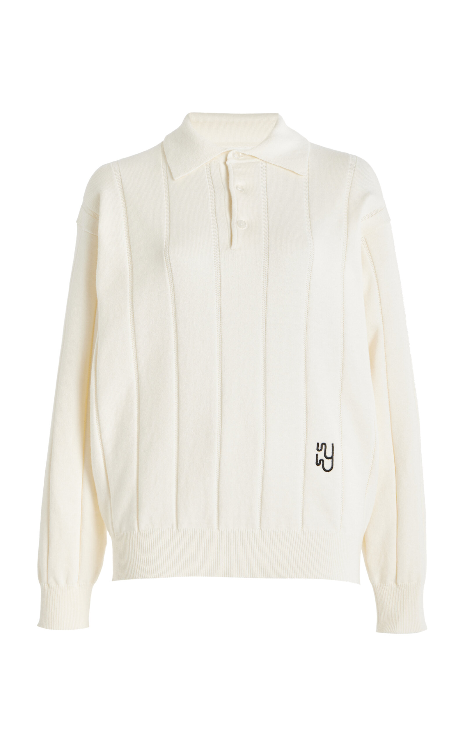 Shop Yaitte La Polo Knit Cotton-cashmere Shirt In Off-white