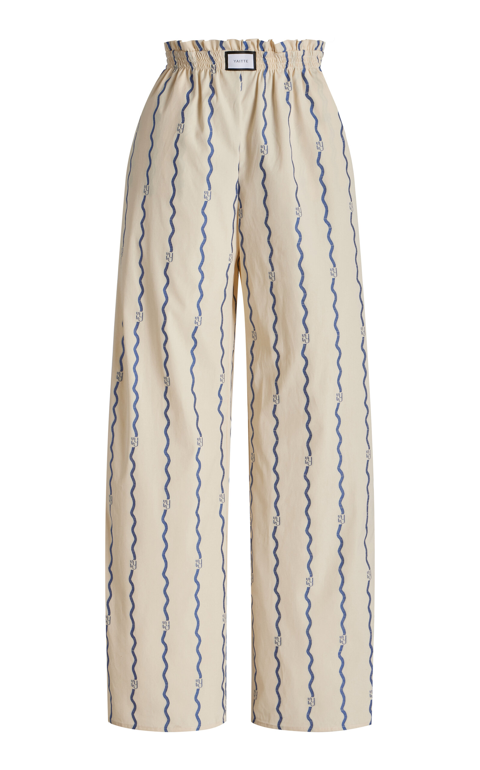 Janiero Wave-Patterned Cotton Fil Coupé Trousers