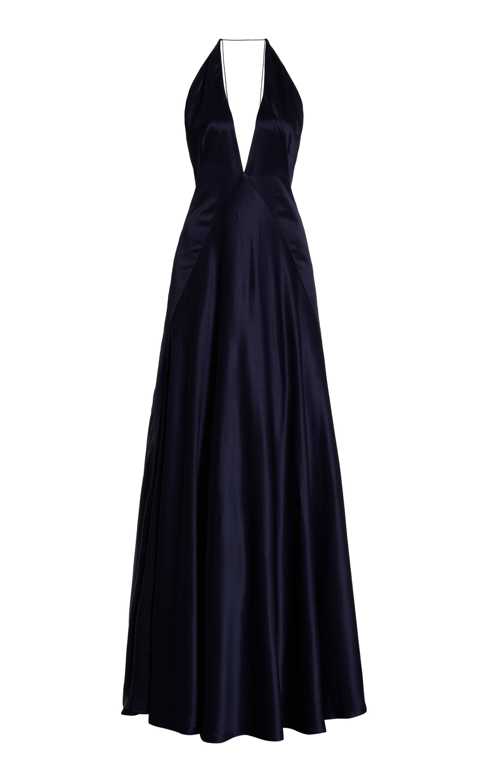 Michael Lo Sordo Alexandra Open-back Silk-satin Gown In Navy