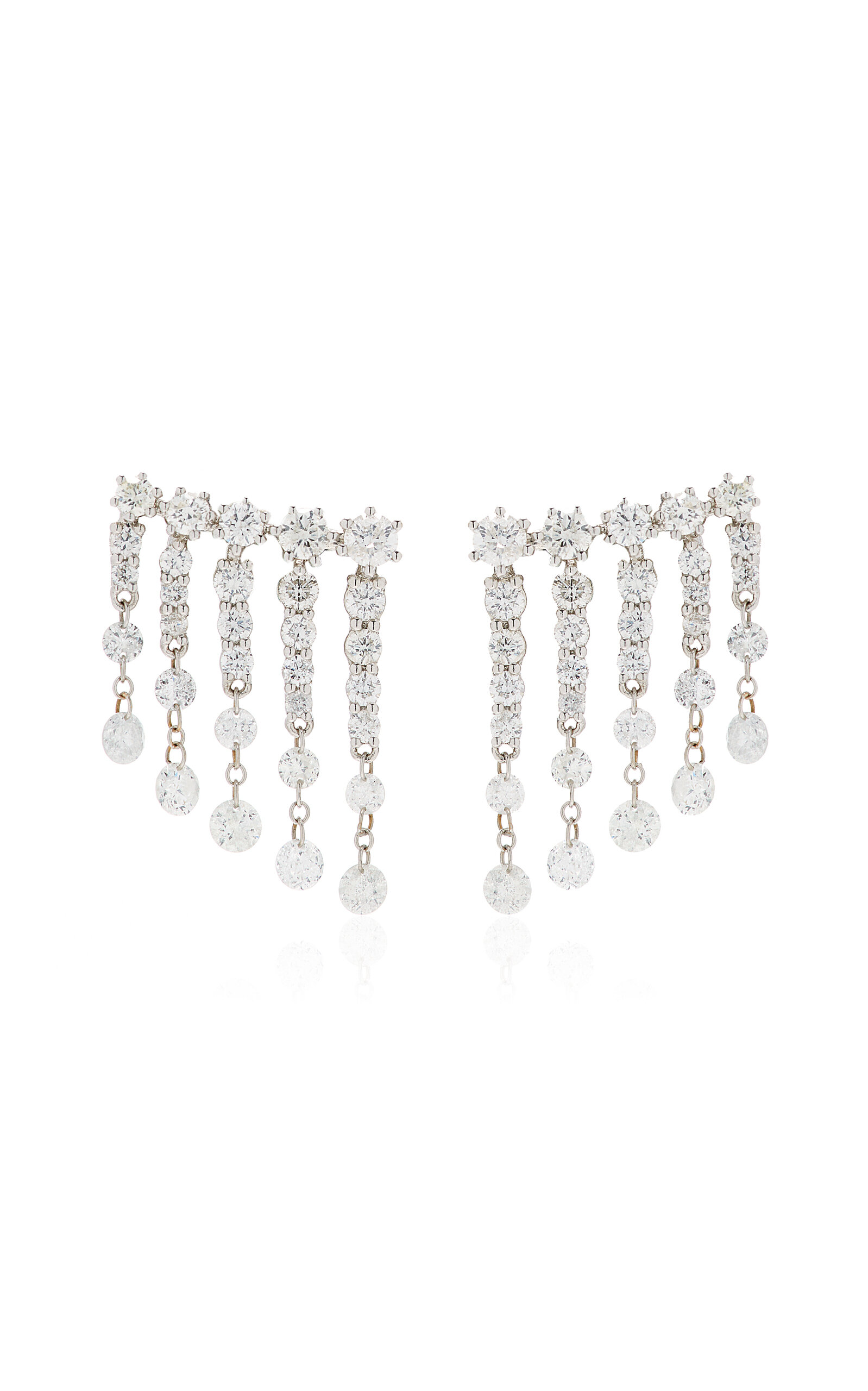 18K White Gold Diamond Fringe Earrings