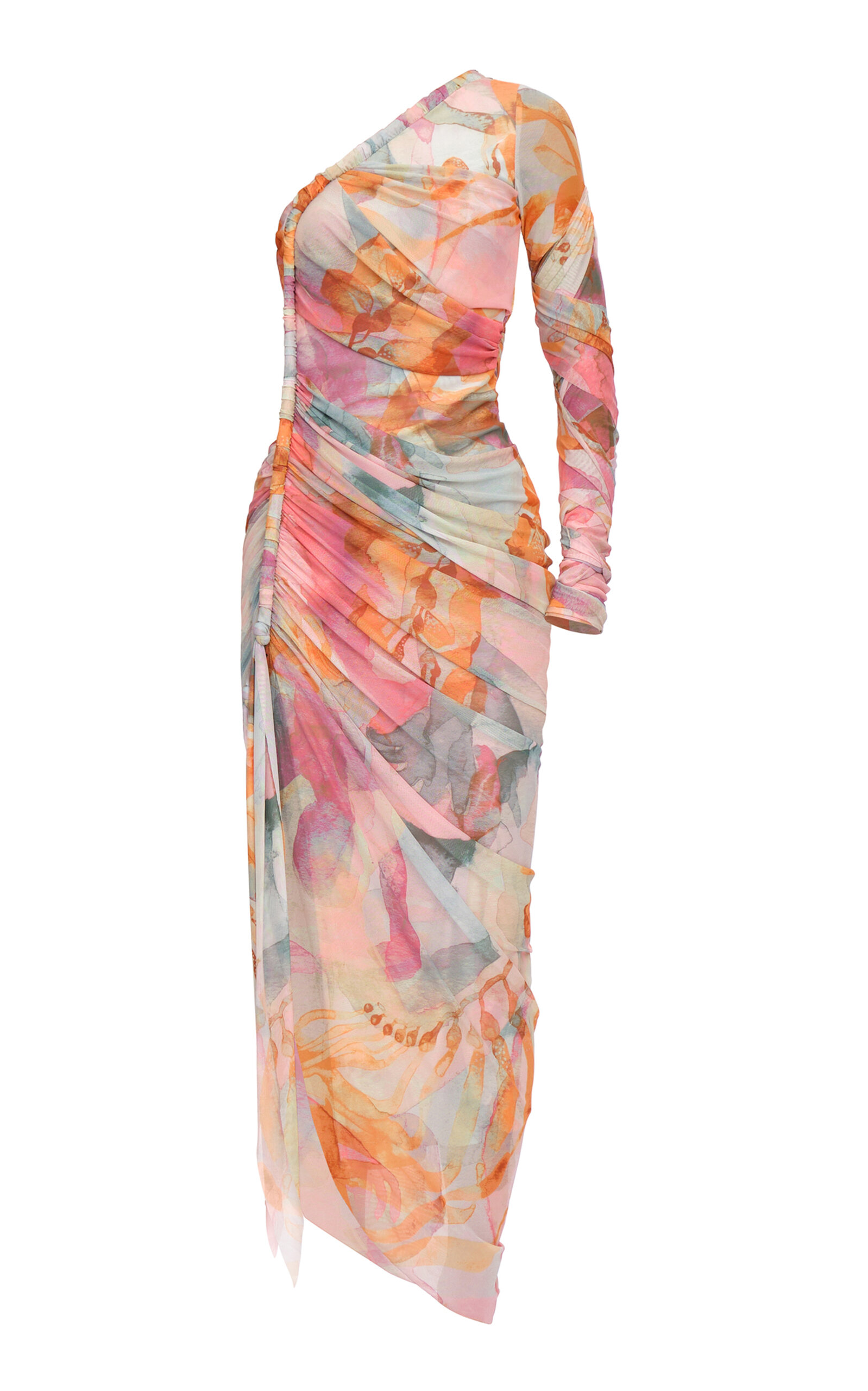 Andrea Iyamah Women's Turi Asymmetric Printed Mesh Dress In Multi