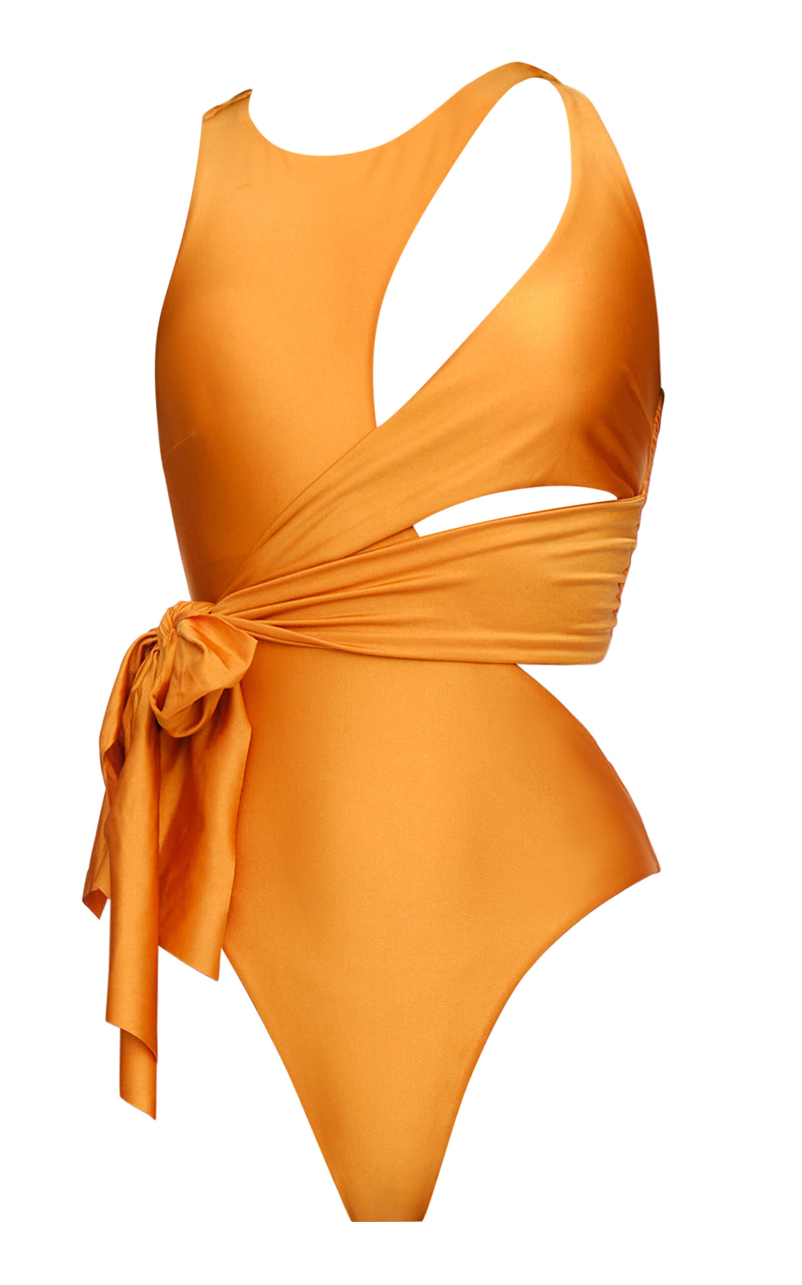Andrea Iyamah Lada Tie-detailed Cutout One-piece Swimsuit In Orange