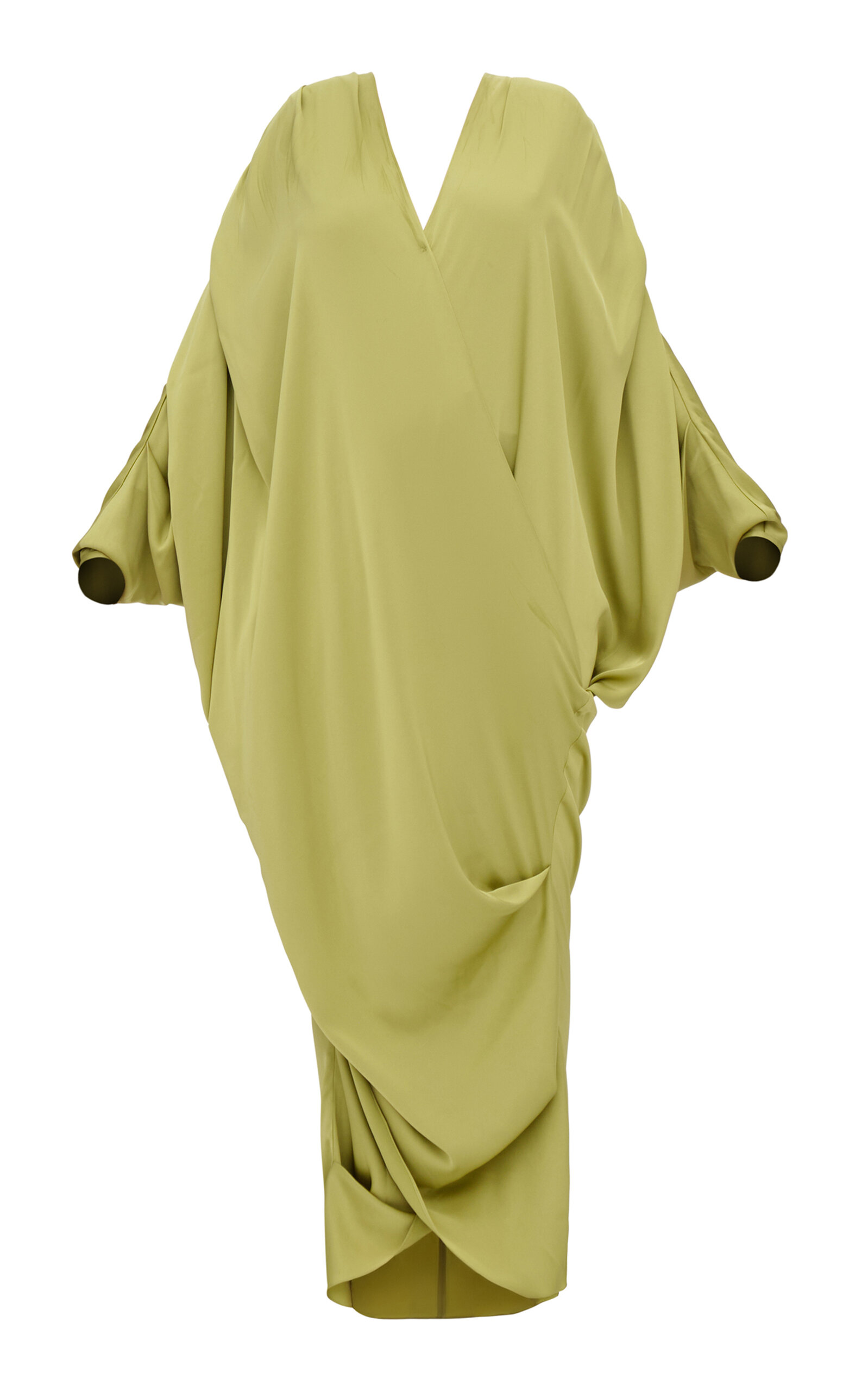 Andrea Iyamah Tibara Draped Maxi Dress In Lime Green