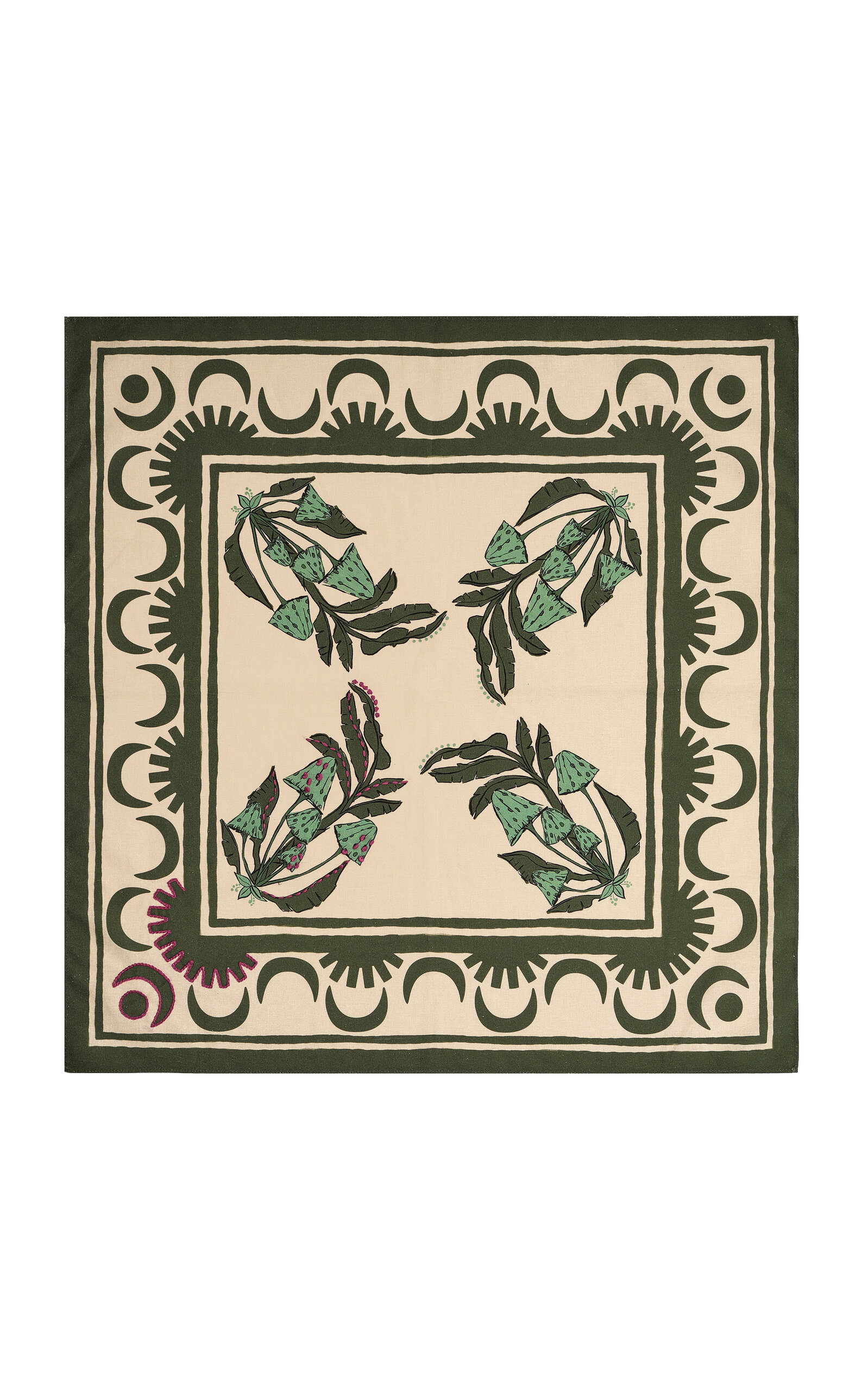 Johanna Ortiz Set Of 4 Secret Life Of Funghi Cloth Napkin In Green