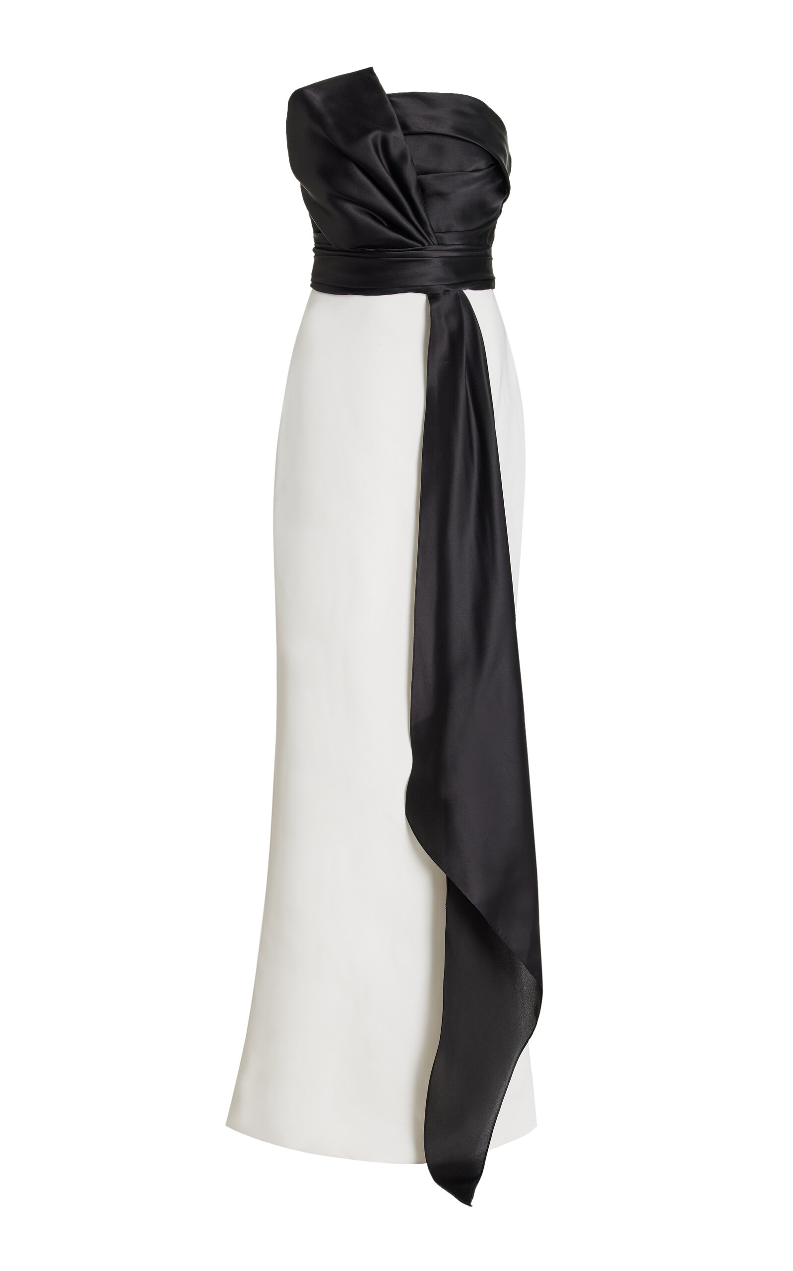 MARCHESA EXCLUSIVE DRAPED TWO-TONE SILK GOWN