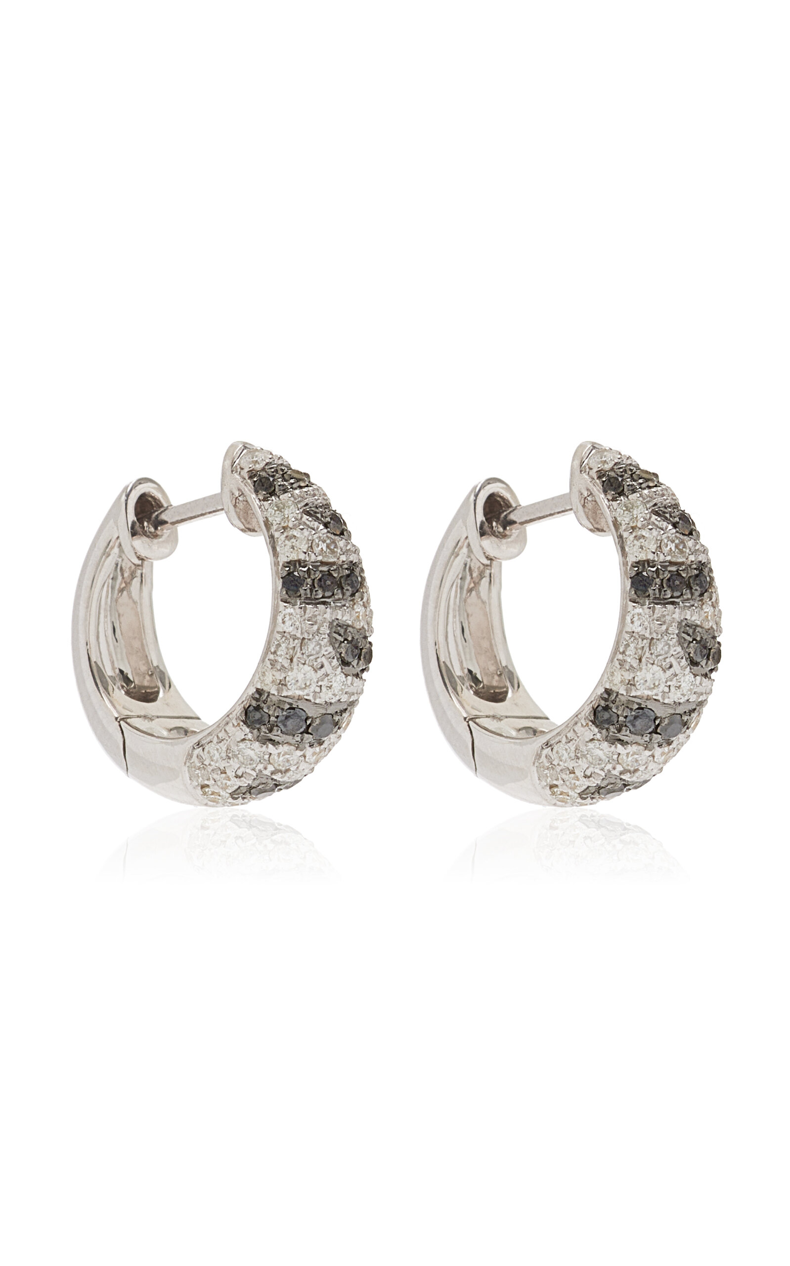 Yvonne Léon Zebra 18k White Gold Diamond Hoop Earrings In Multi