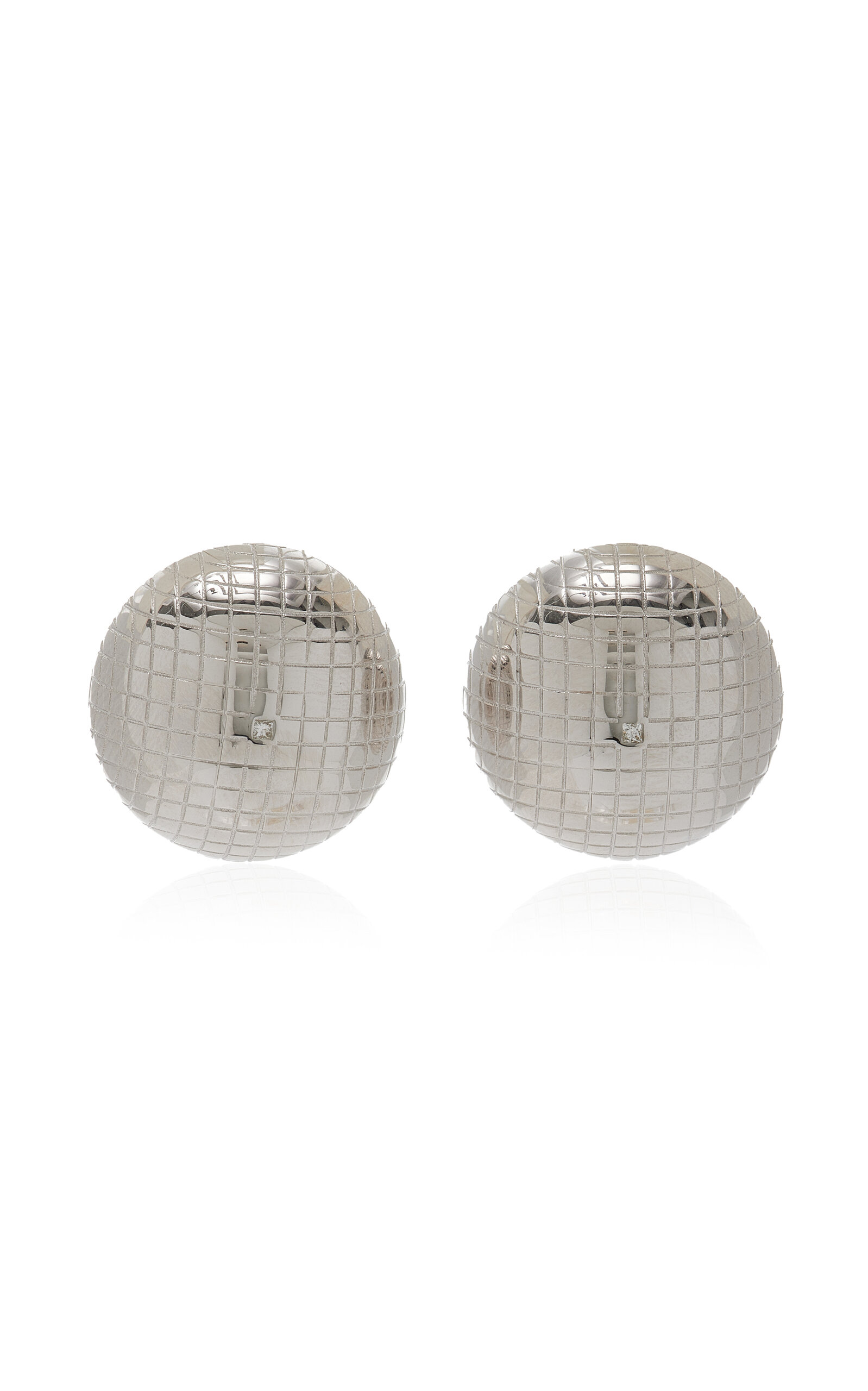 Yvonne Léon Maxi Disco Ball 9k White Gold Diamond Earrings