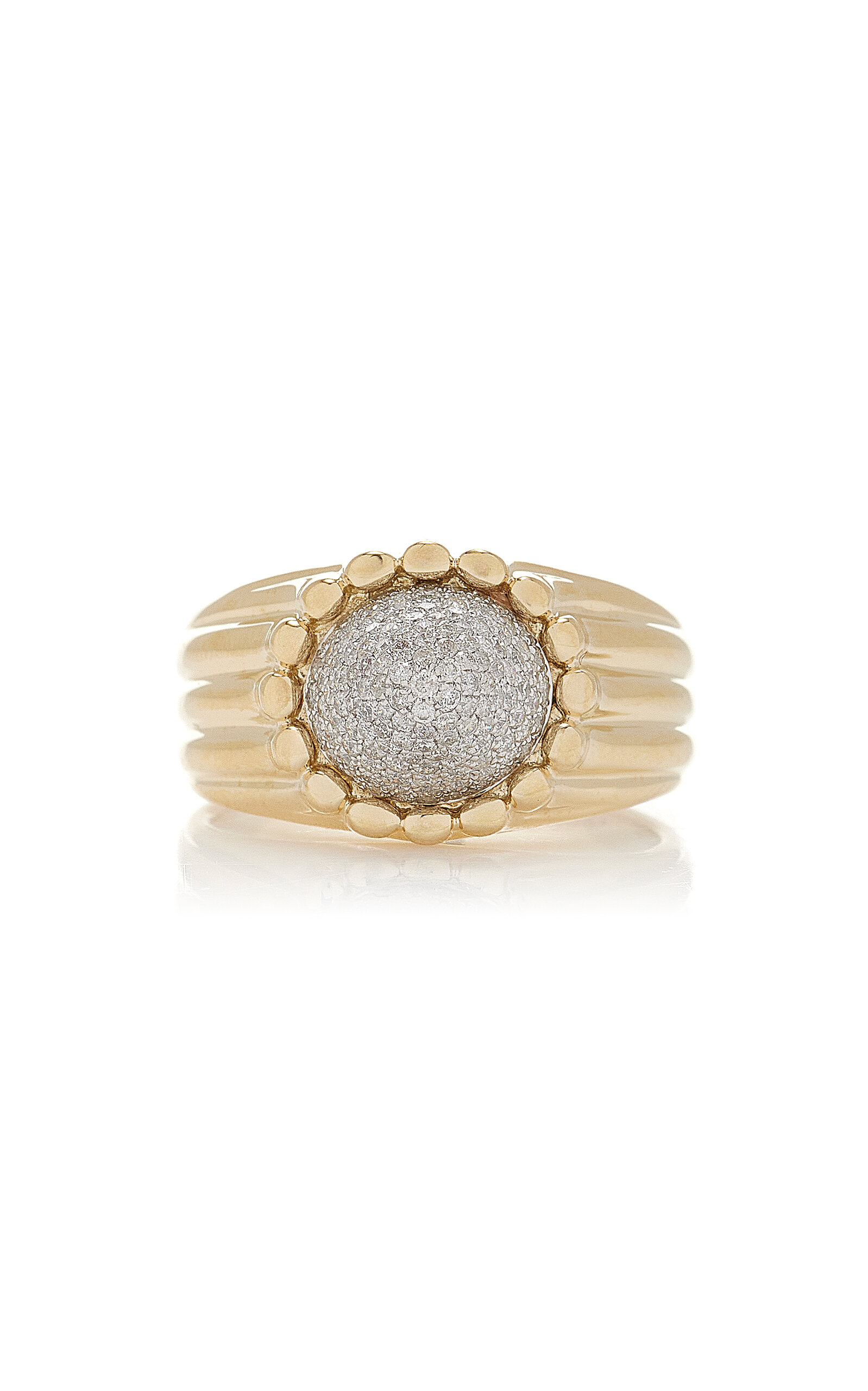 Yvonne Léon Fluted 9k Yellow Gold Diamond Ring
