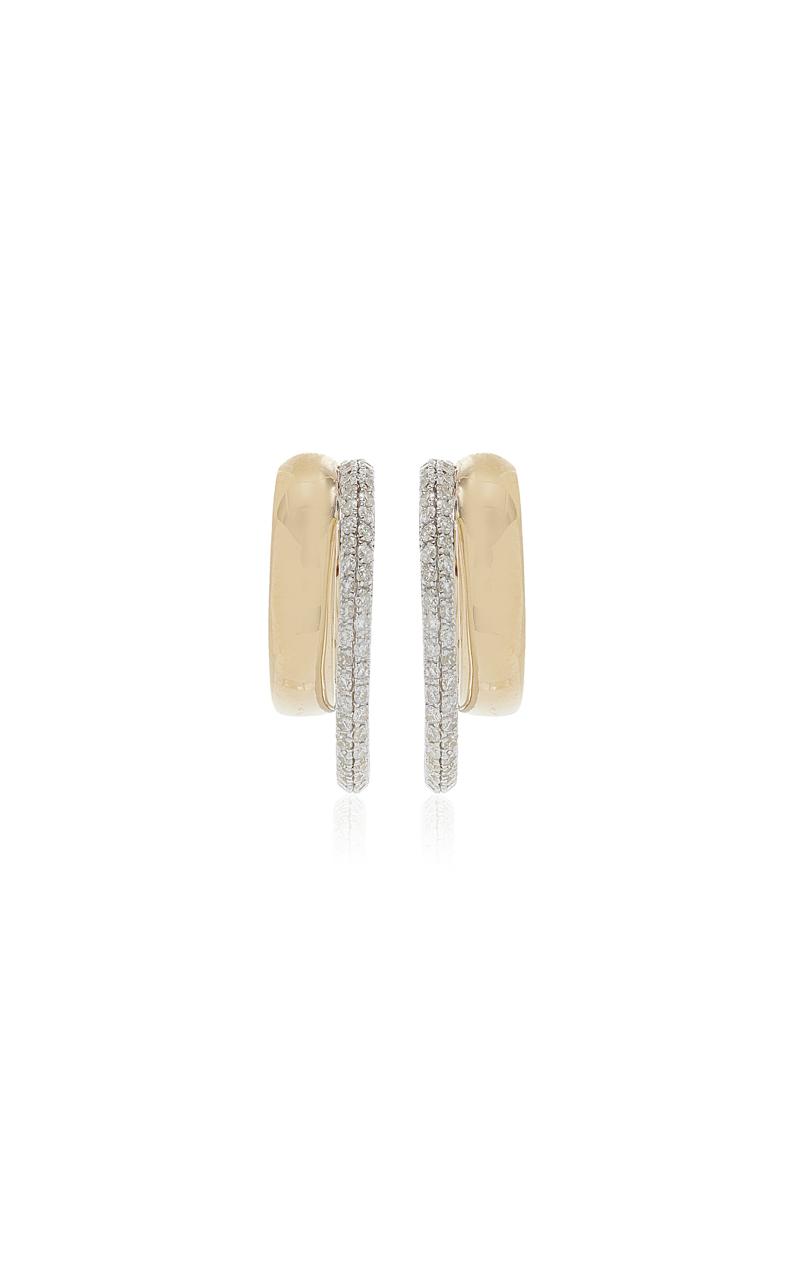 Yvonne Léon Decalees 9k White And Yellow Gold Diamond Hoop Earrings