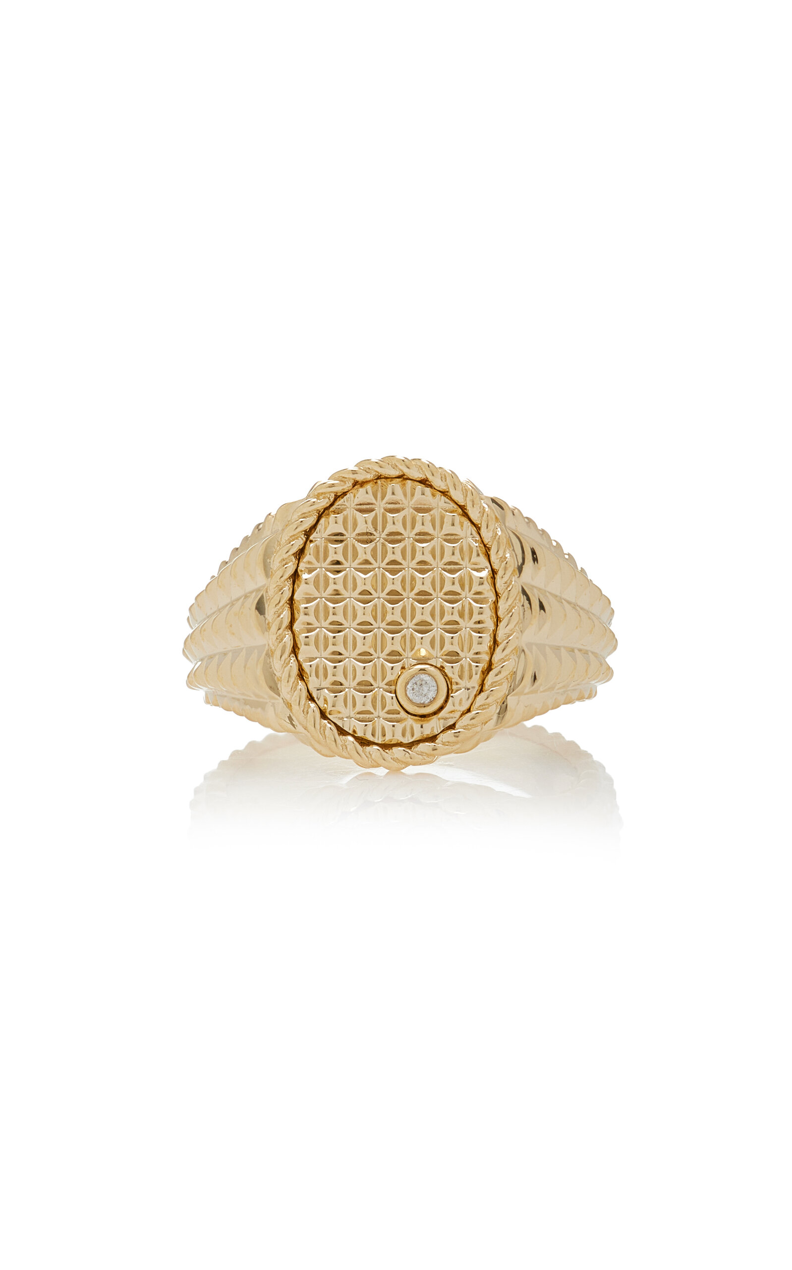 Shop Yvonne Léon Picotti 9k Yellow Gold Diamond Signet Ring