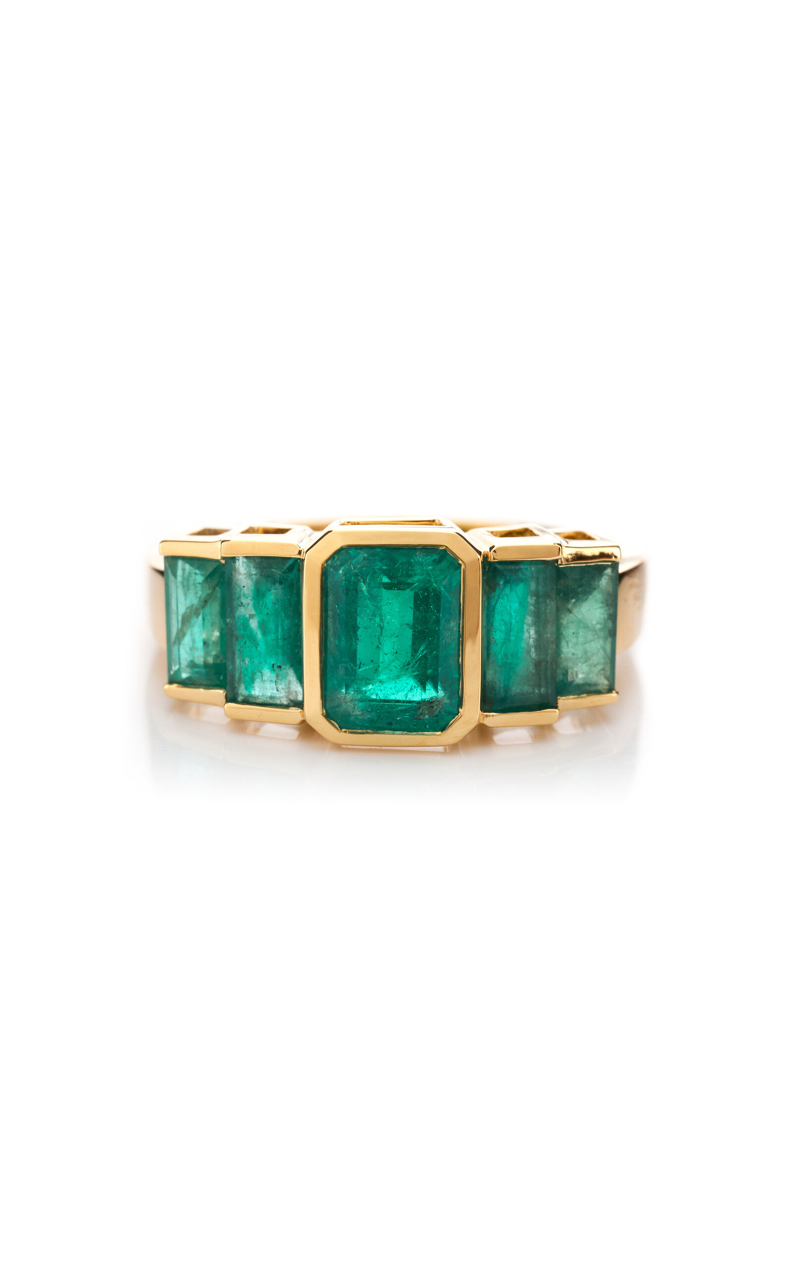Yi Collection 18k Yellow Gold Emerald Echo Ring In Green