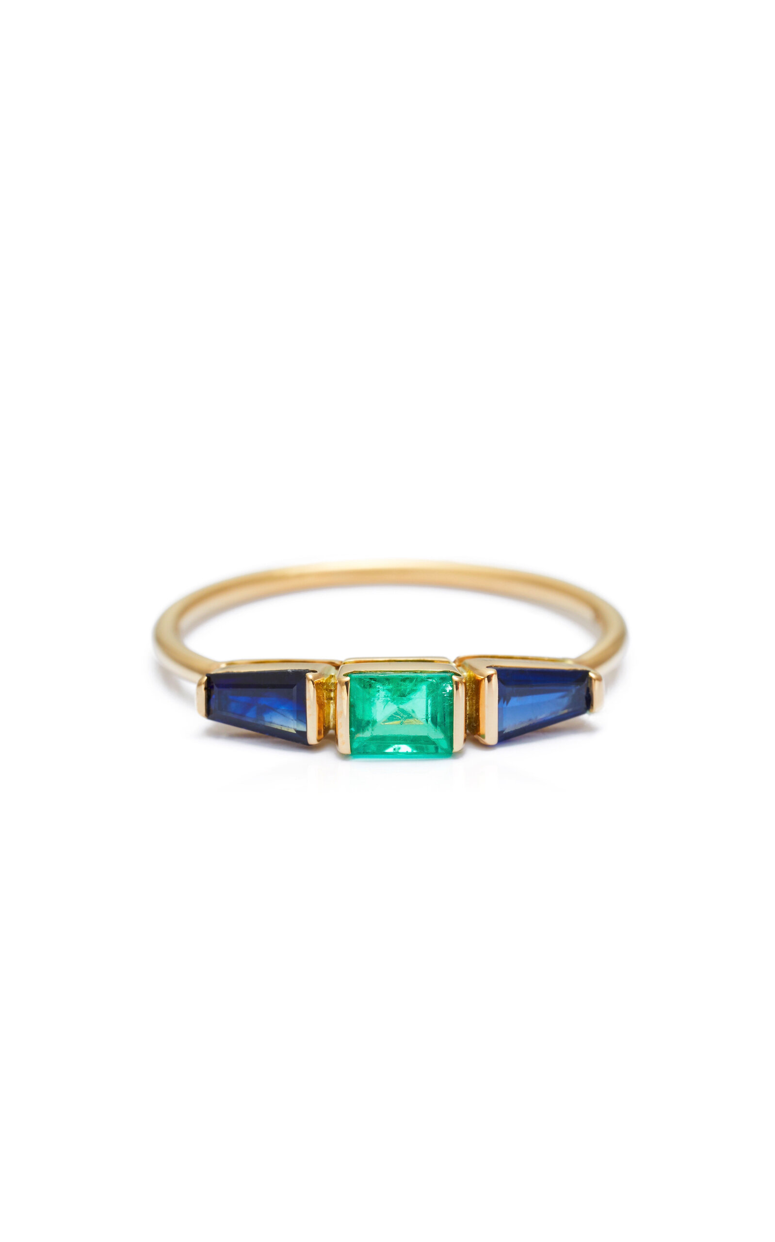 18K Yellow Gold Blue Sapphire And Emerald Triplet Ring